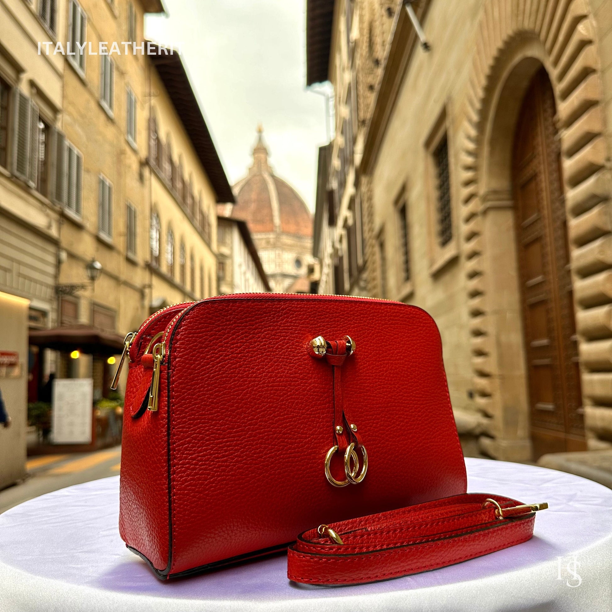 Italian Handmade Leather Bags For Women | Elegant Red Leather Tote From Florence | Best Collection