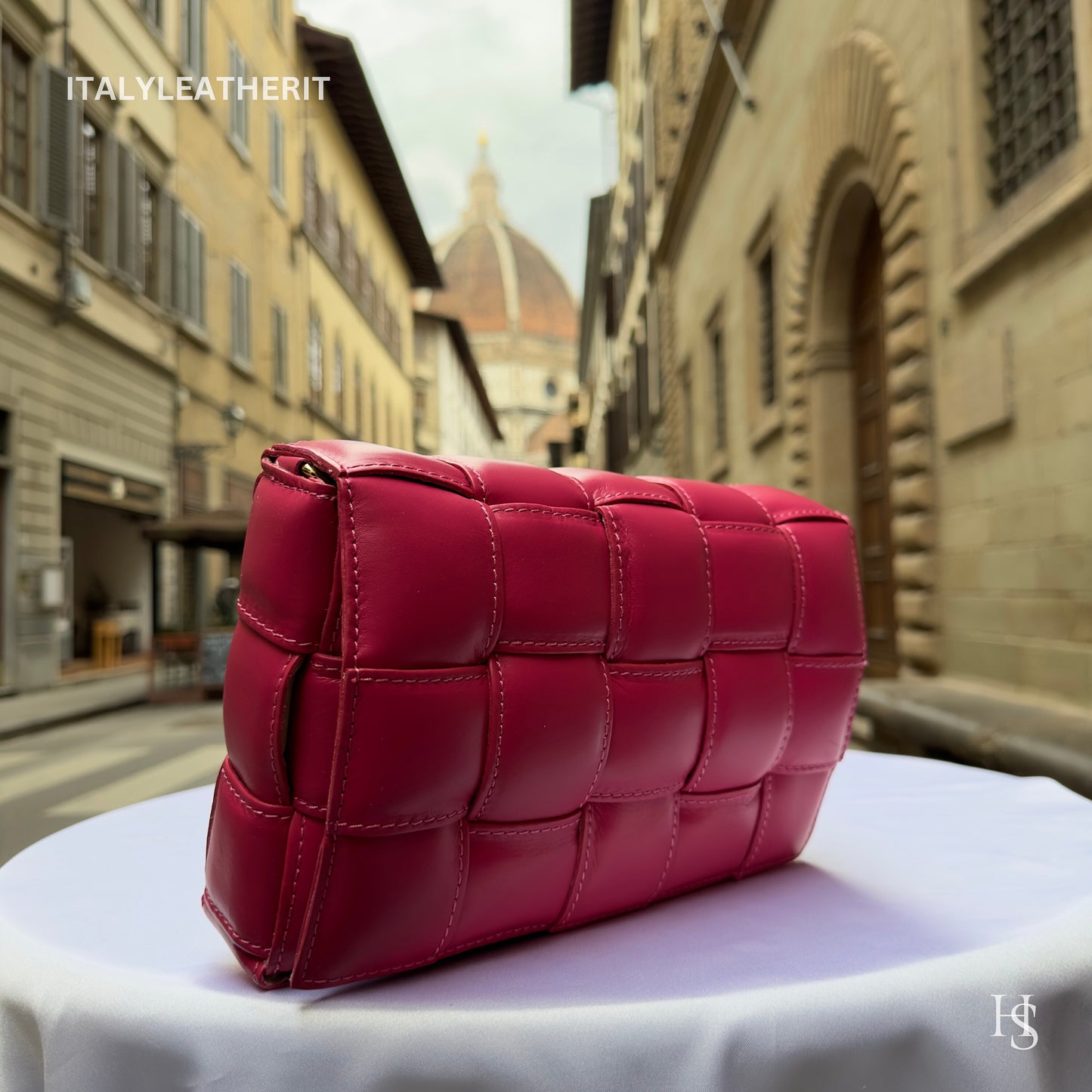 Italian Handmade Leather Bags for Women | Elegant Pink Leather Crossbody Bag from Florence