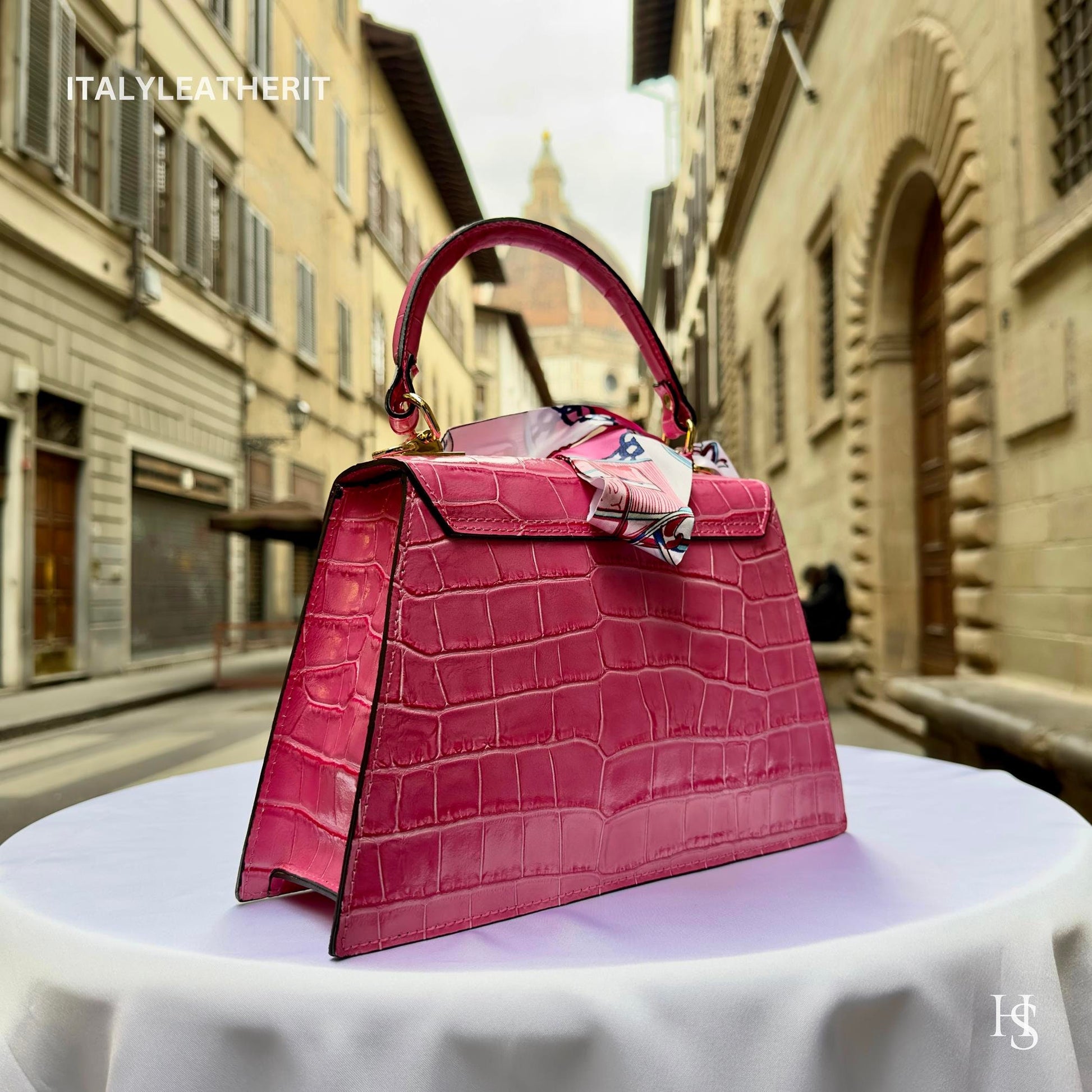 Italian Handmade Leather Bags for Women | Elegant Leather Tote from Florence | Pink Leather Tote