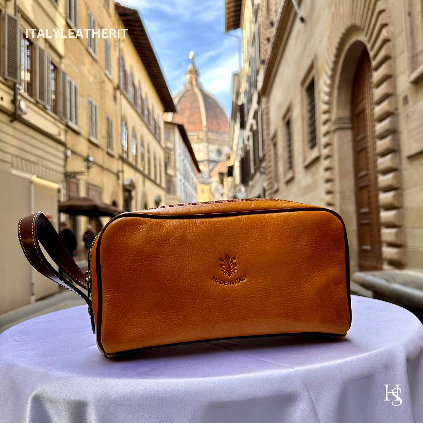 Italian Handmade Italian Leather Toiletry Unisex from Florence ll Made In Italy,leather dopp kit