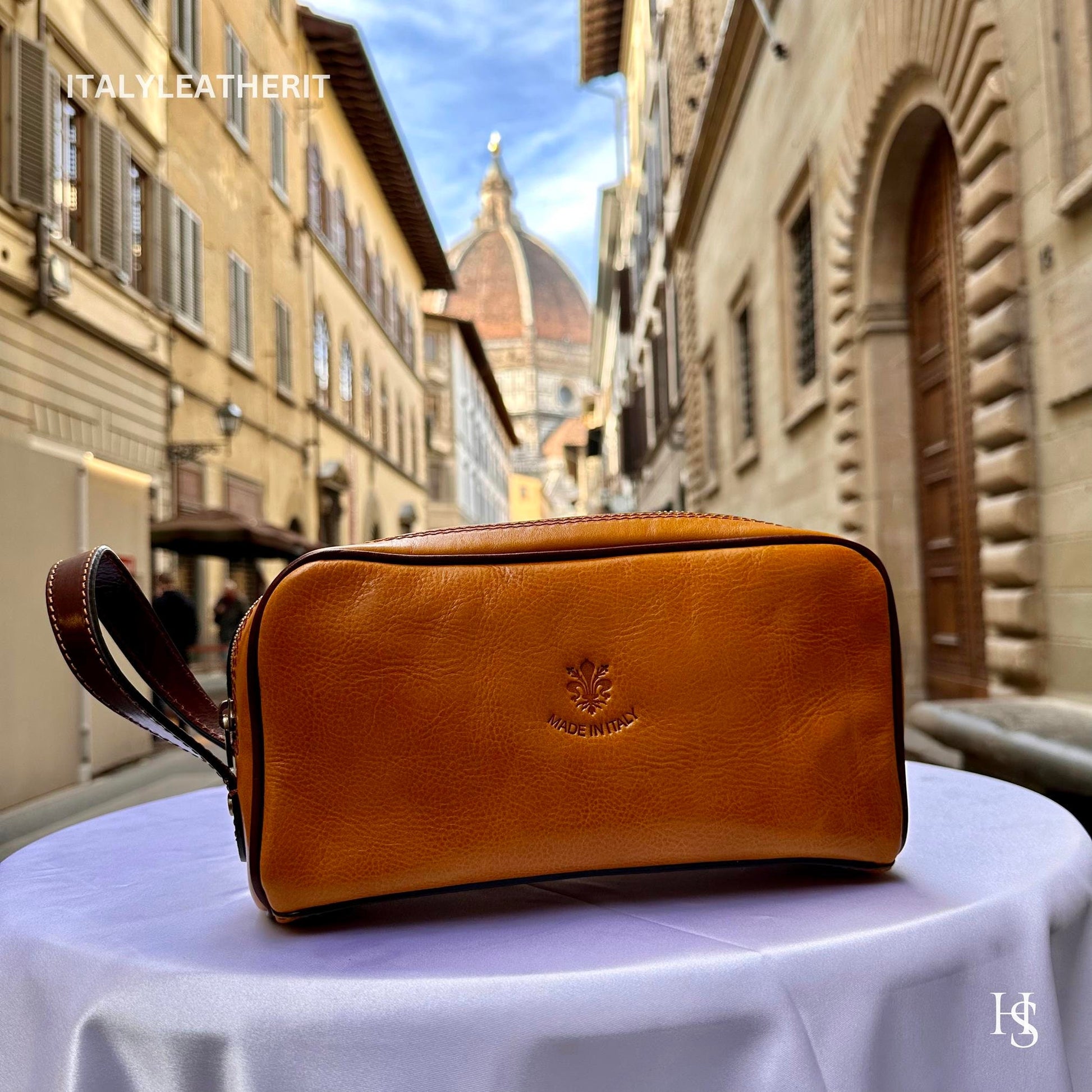 Italian Handmade Italian Leather Toiletry Unisex from Florence ll Made In Italy,leather dopp kit