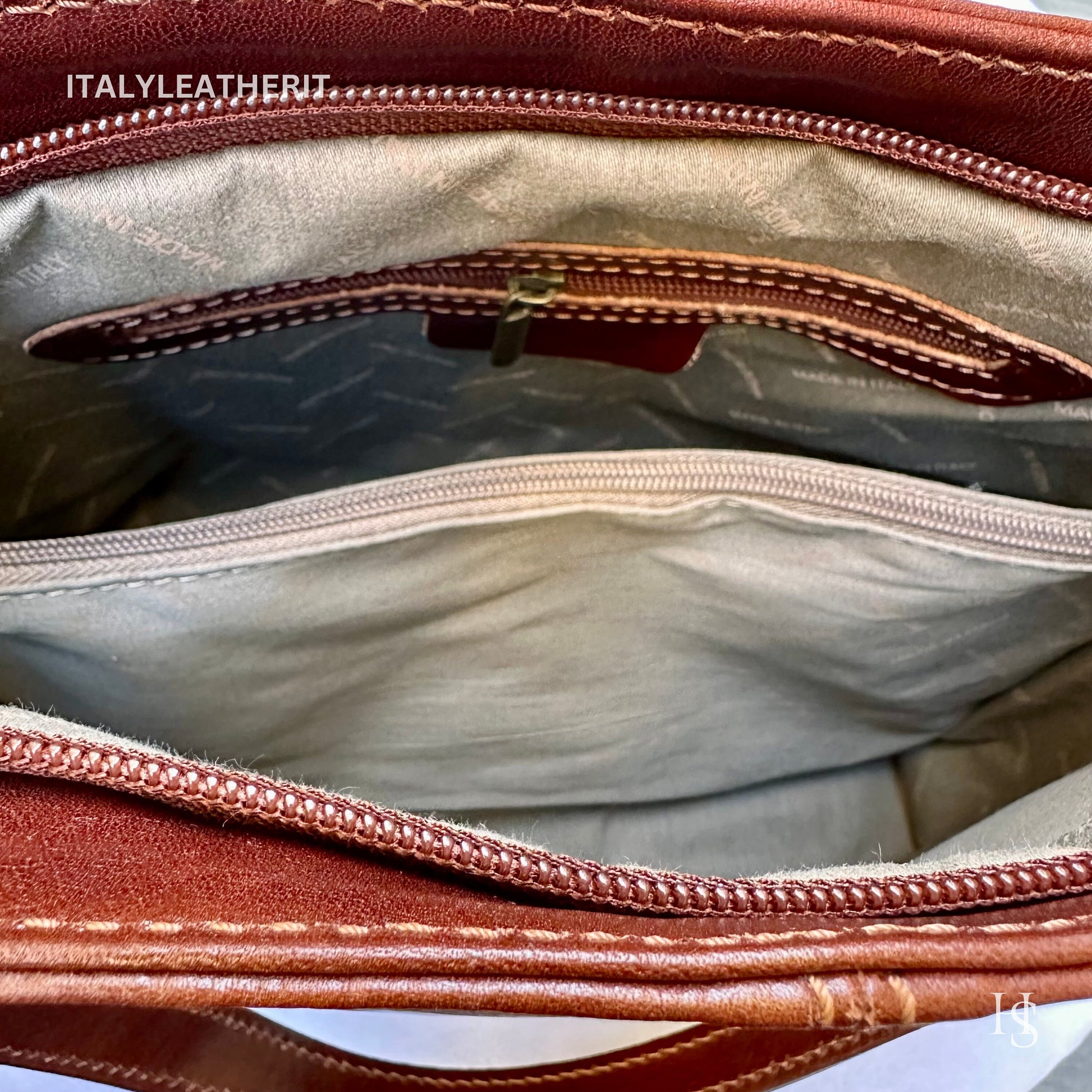 Italian Handmade Leather Bags For Women l l Elegant Leather Tote From Florence, Brown shoulder bag