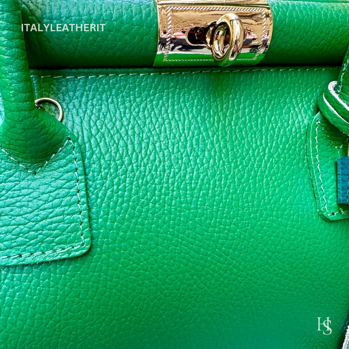 Italian Handmade Leather Bags For Woman l l Elegant Leather Tote From Florence, Green bag, Lock bag