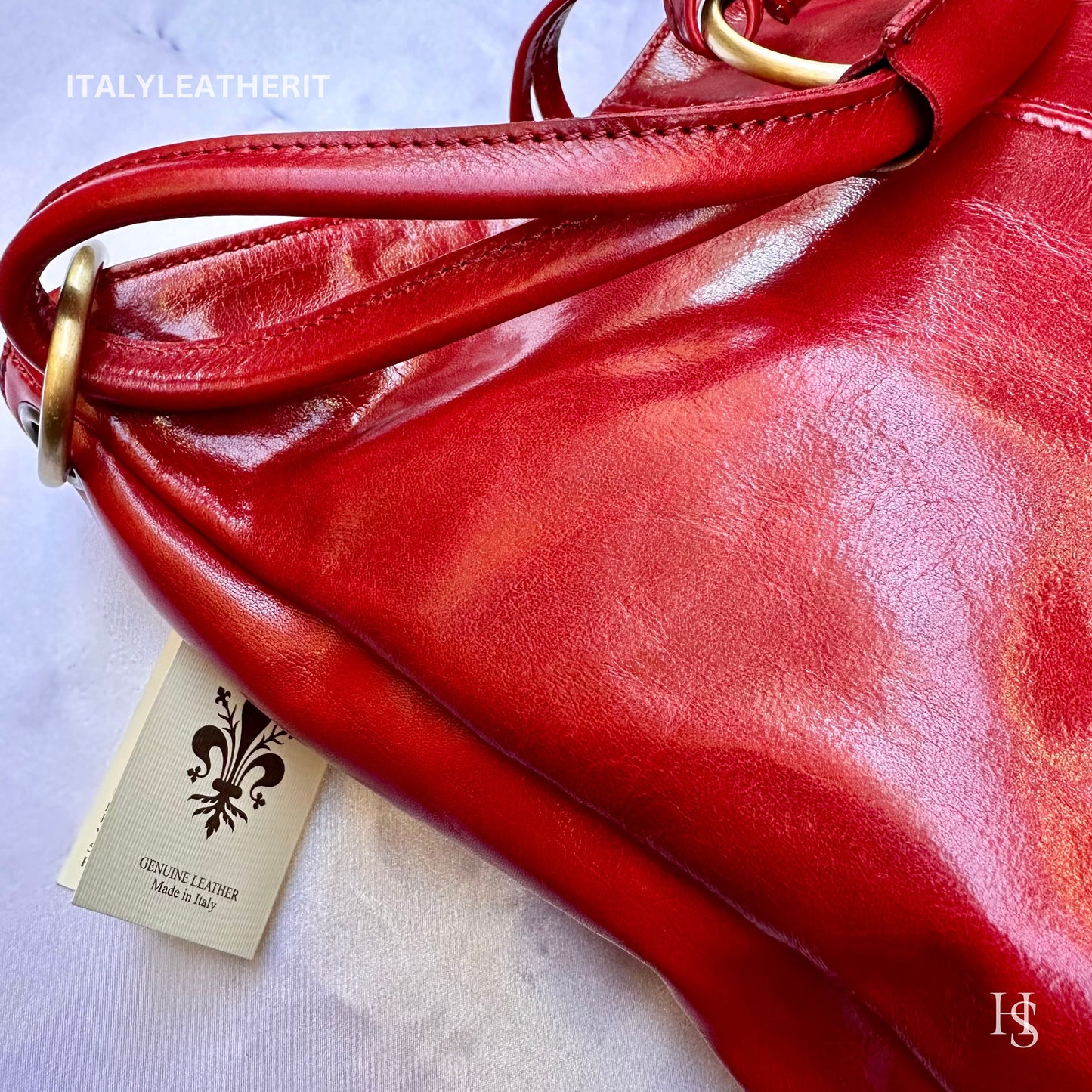 Italian Handmade Leather Bags For Woman l l Elegant Leather Tote From Florence, Red leather tote