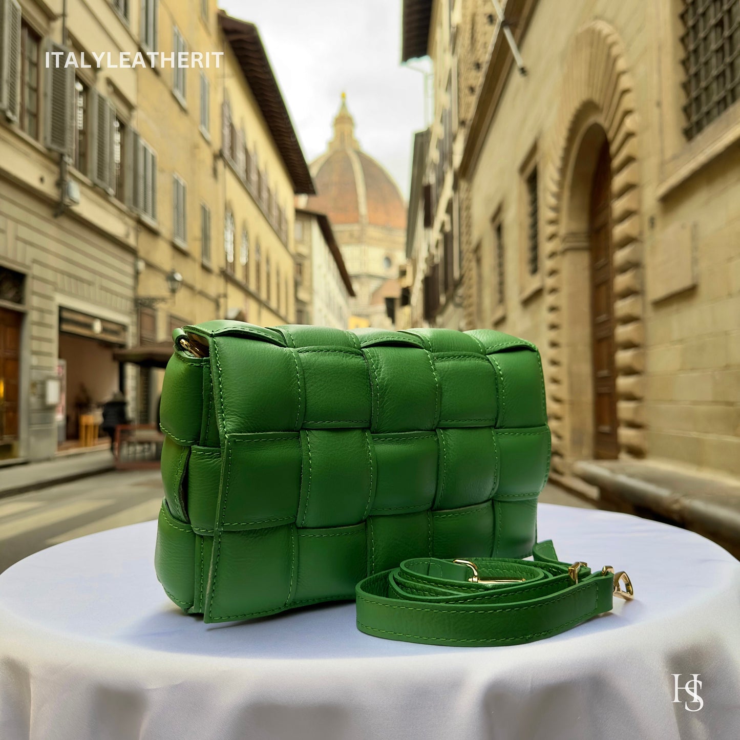 Italian Handmade Leather Bags For Women | Elegant Green Soft Leather Crossbody Bag From Florence, perfect gift for her