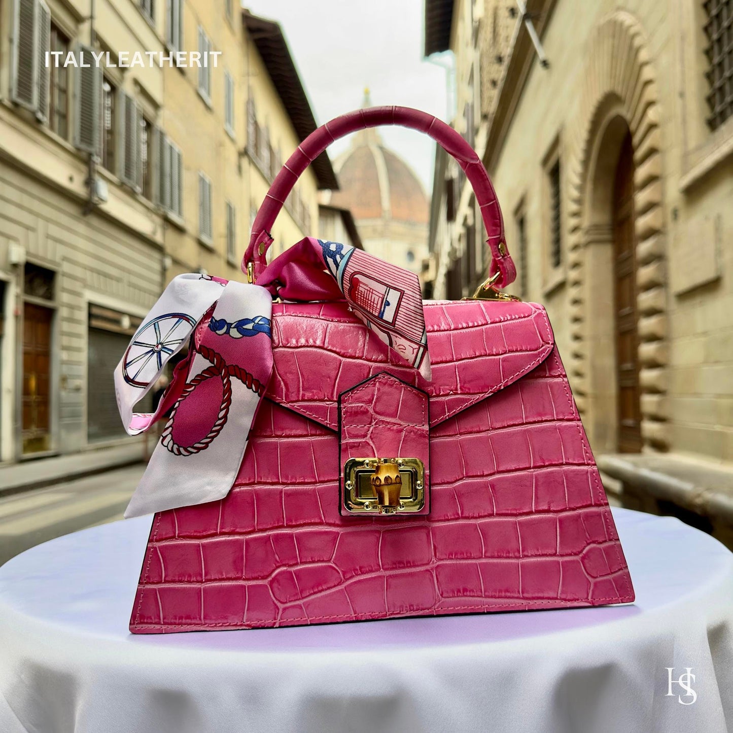 Italian Handmade Leather Bags for Women | Elegant Leather Tote from Florence | Pink Leather Tote