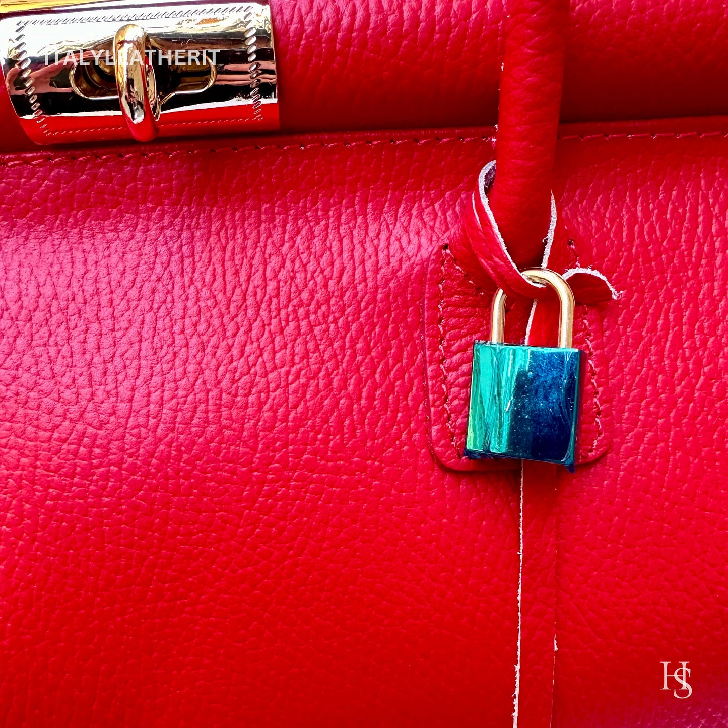 Italian Handmade Leather Bags For Women l l Elegant Leather Tote From Florence, Red bag, Lock bag, Stylish Handbag