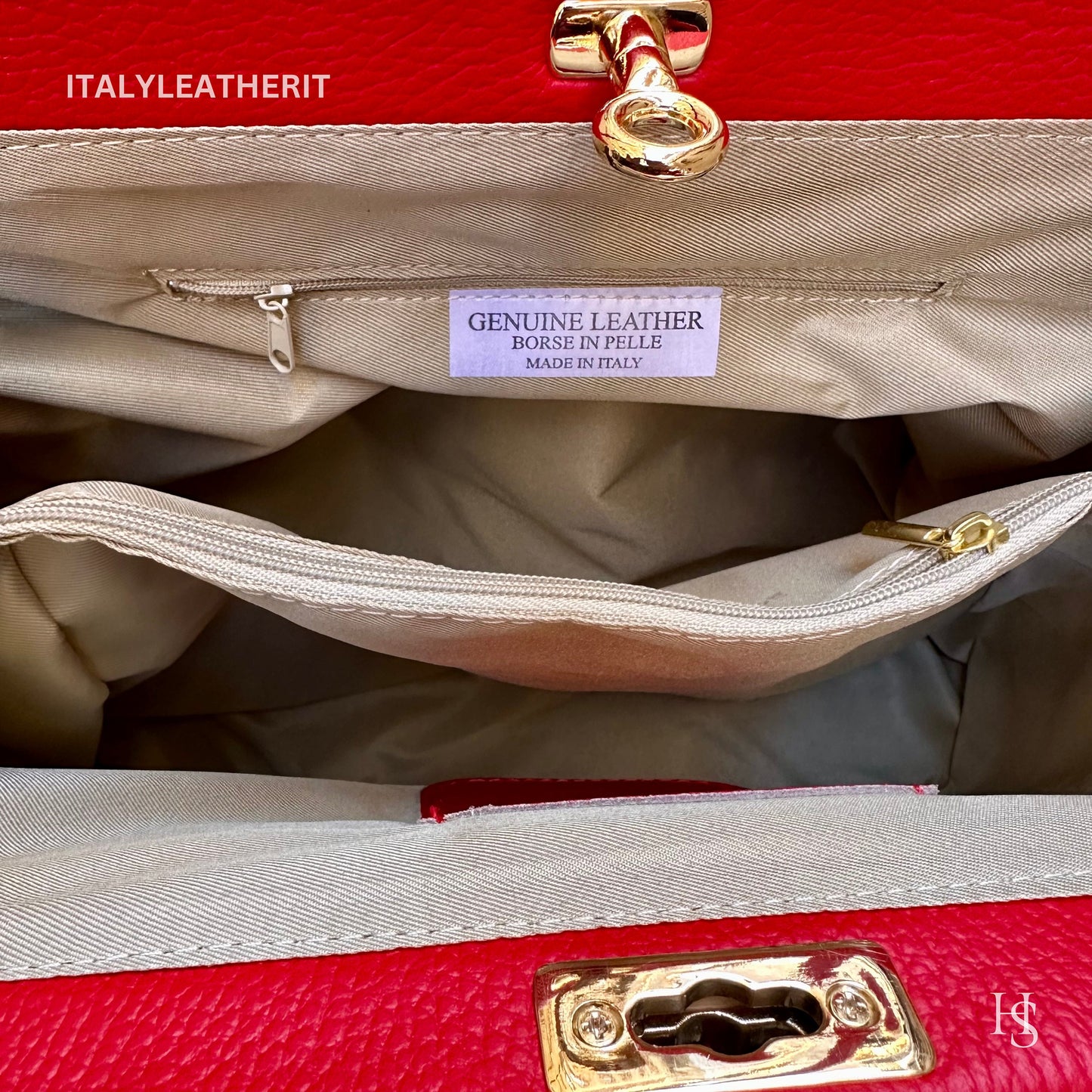 Italian Handmade Leather Bags For Women l l Elegant Leather Tote From Florence, Red bag, Lock bag, Stylish Handbag