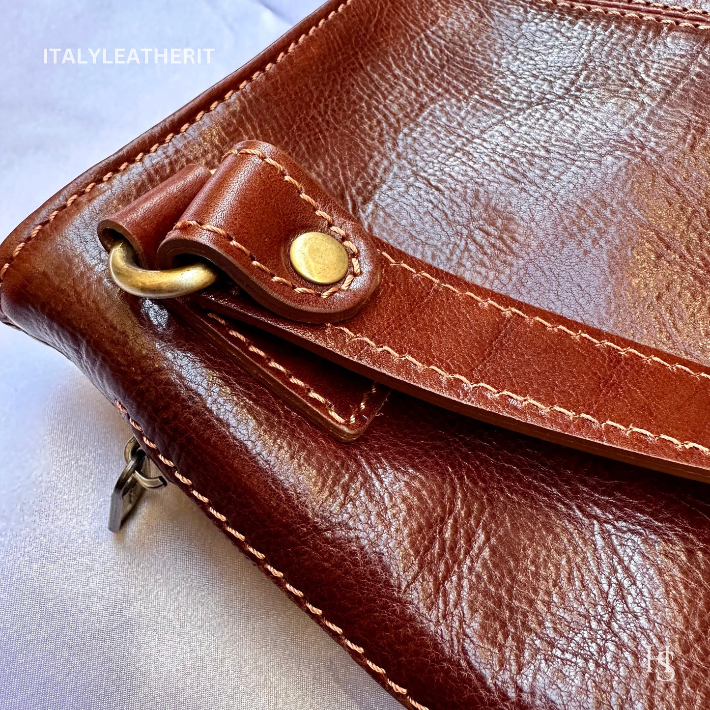 Italian Handmade Leather Bags For Women l l Elegant Leather Tote From Florence, Brown shoulder bag