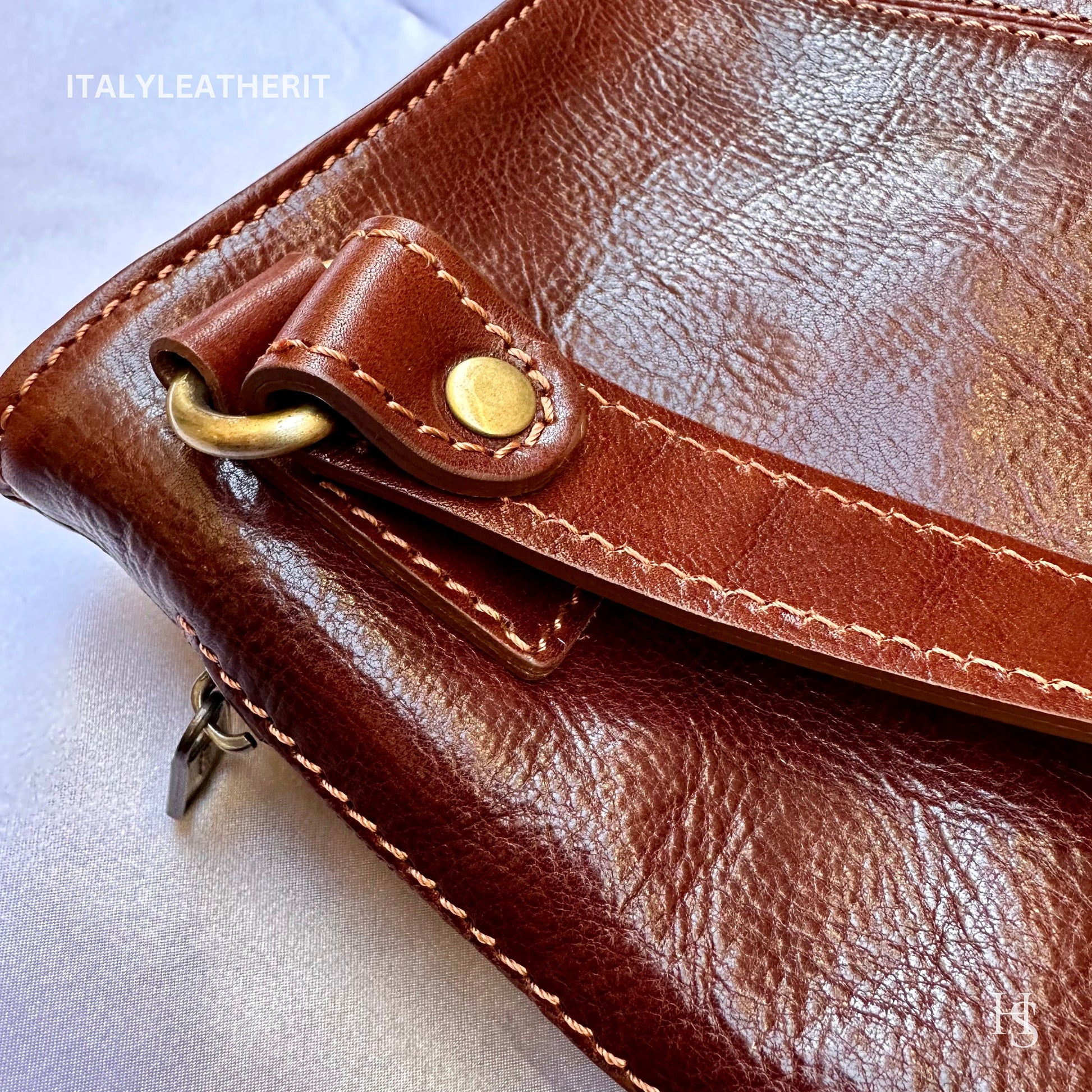 Italian Handmade Leather Bags For Women l l Elegant Leather Tote From Florence, Brown shoulder bag