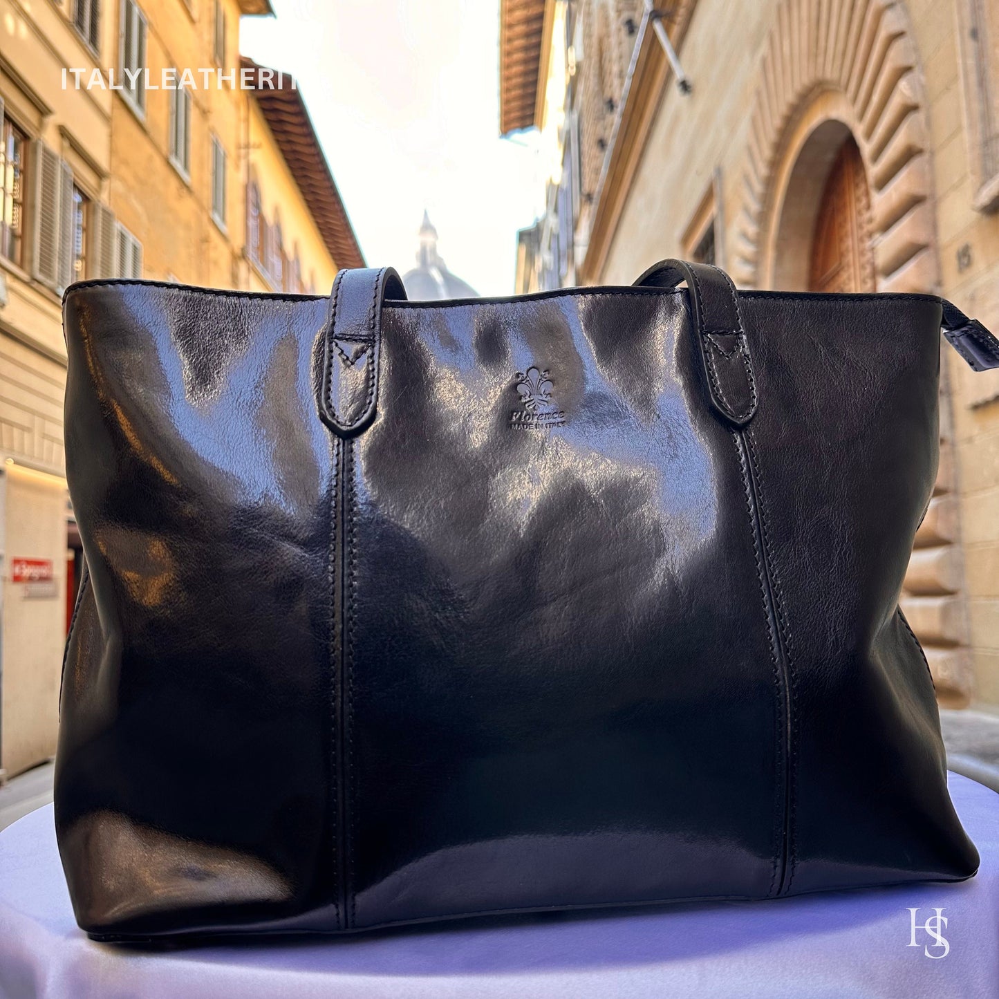 Italian Handmade Leather Bags For Woman l l Elegant Leather Tote From Florence, Black leather Tote, shoulder bag