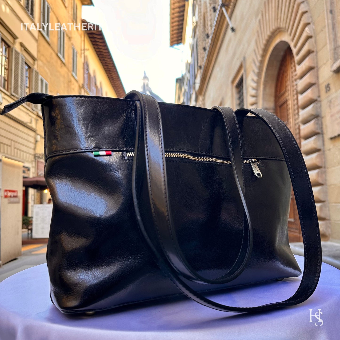 Italian Handmade Leather Bags For Woman l l Elegant Leather Tote From Florence, Black leather Tote, shoulder bag