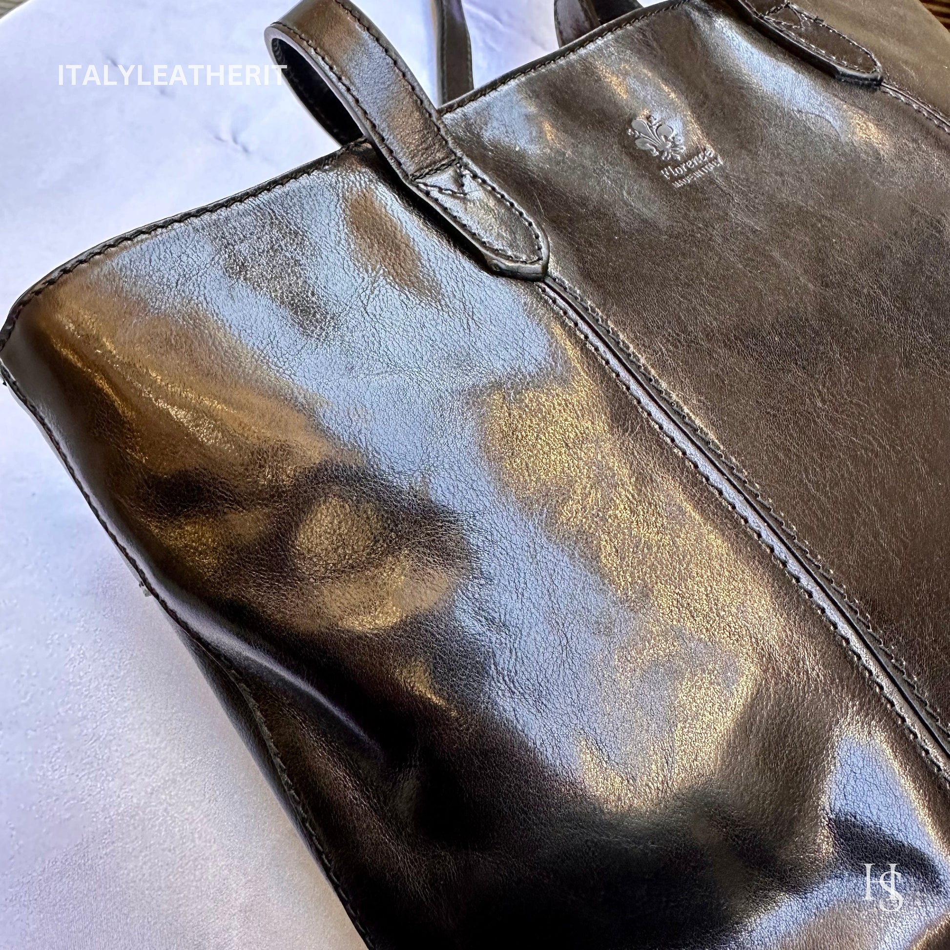 Italian Handmade Leather Bags For Woman l l Elegant Leather Tote From Florence, Black leather Tote, shoulder bag
