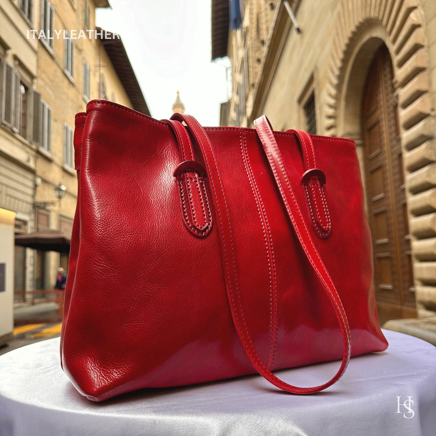 Italian Handmade Leather Bags For Women l l Elegant Leather Tote From Florence, Red Leather Purse