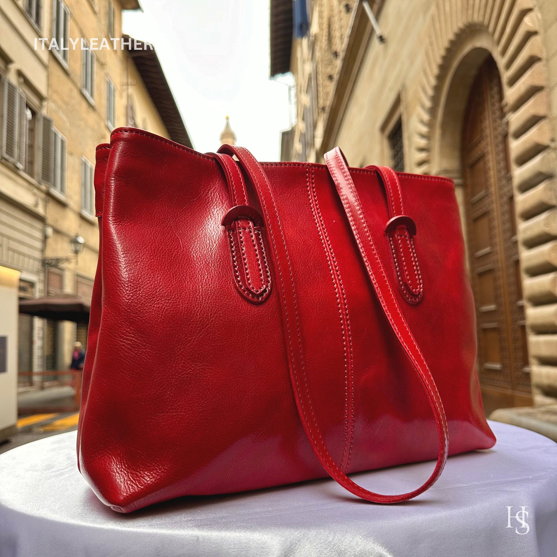 Italian Handmade Leather Bags For Women l l Elegant Leather Tote From Florence, Red Leather Purse