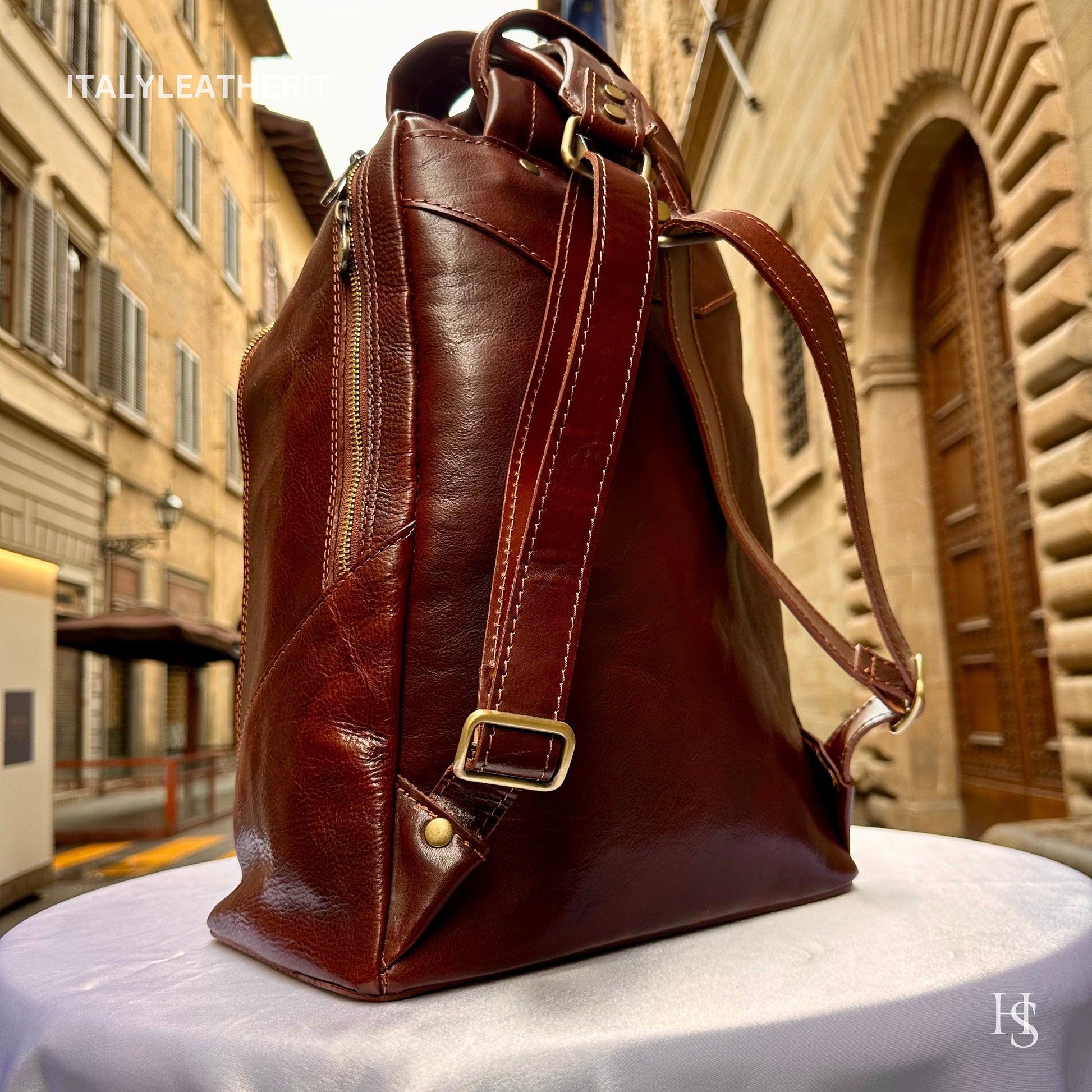 Italian Handmade Leather Backpack Unisex ll Genuine Leather Made In Italy Florence, backpack for men and women