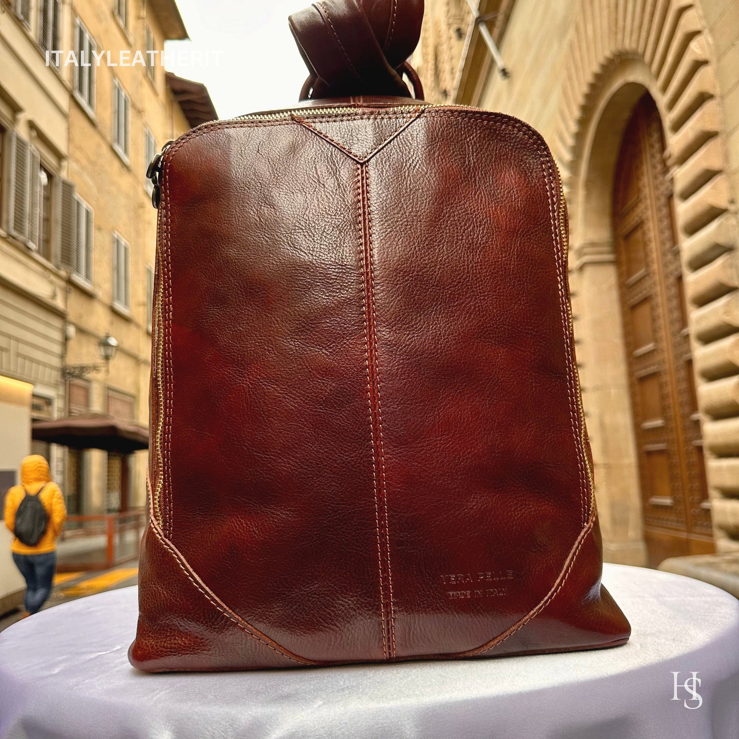 Italian Handmade Leather Backpack Unisex ll Genuine Leather Made In Italy Florence, backpack for men and women