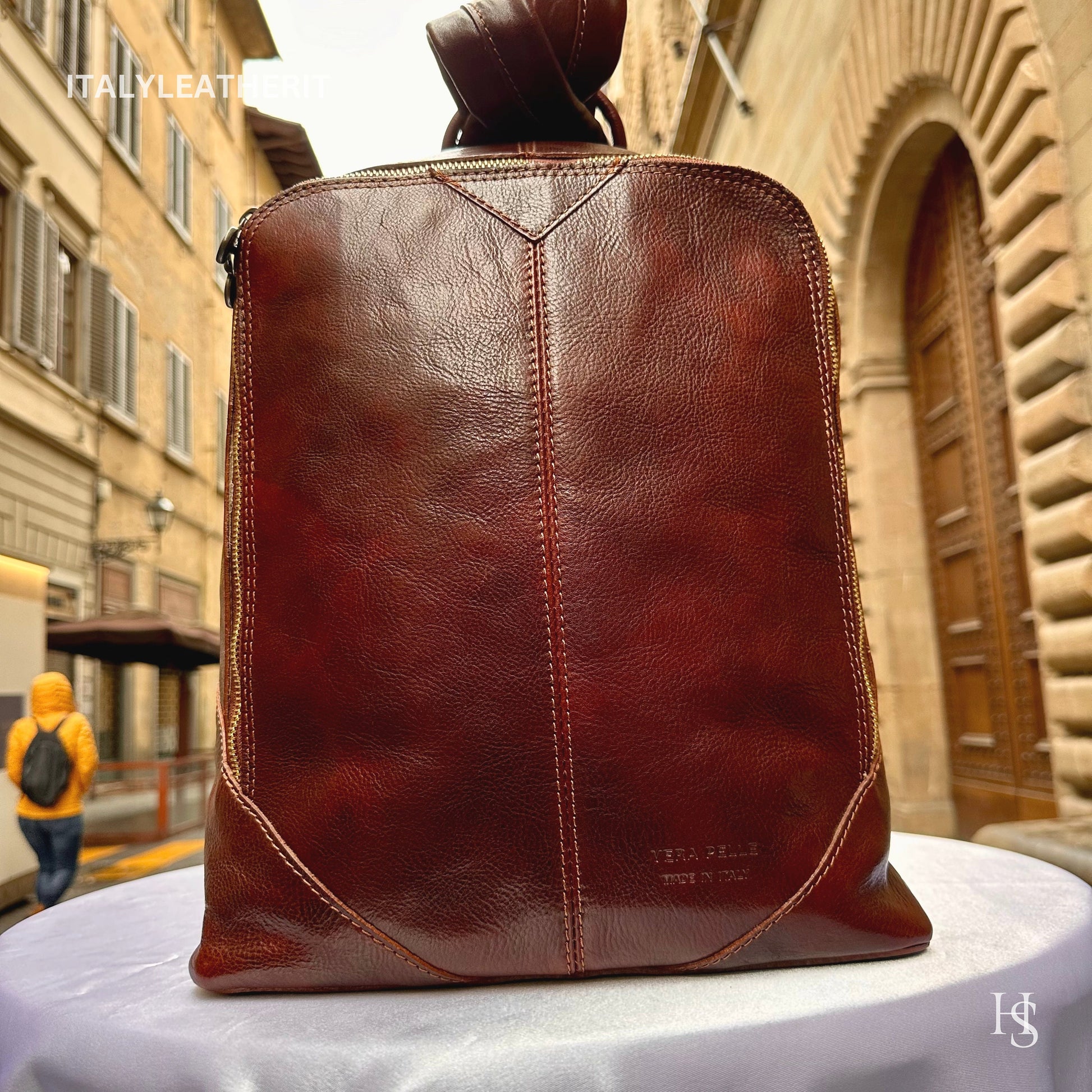 Italian Handmade Leather Backpack Unisex ll Genuine Leather Made In Italy Florence, backpack for men and women