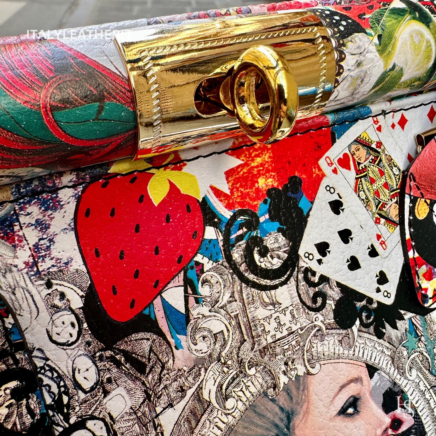 Italian Handmade Leather Bags for Women | Elegant Leather Tote from Florence | Artisan-Crafted Bag with Lock Closure, Pop Art Bag