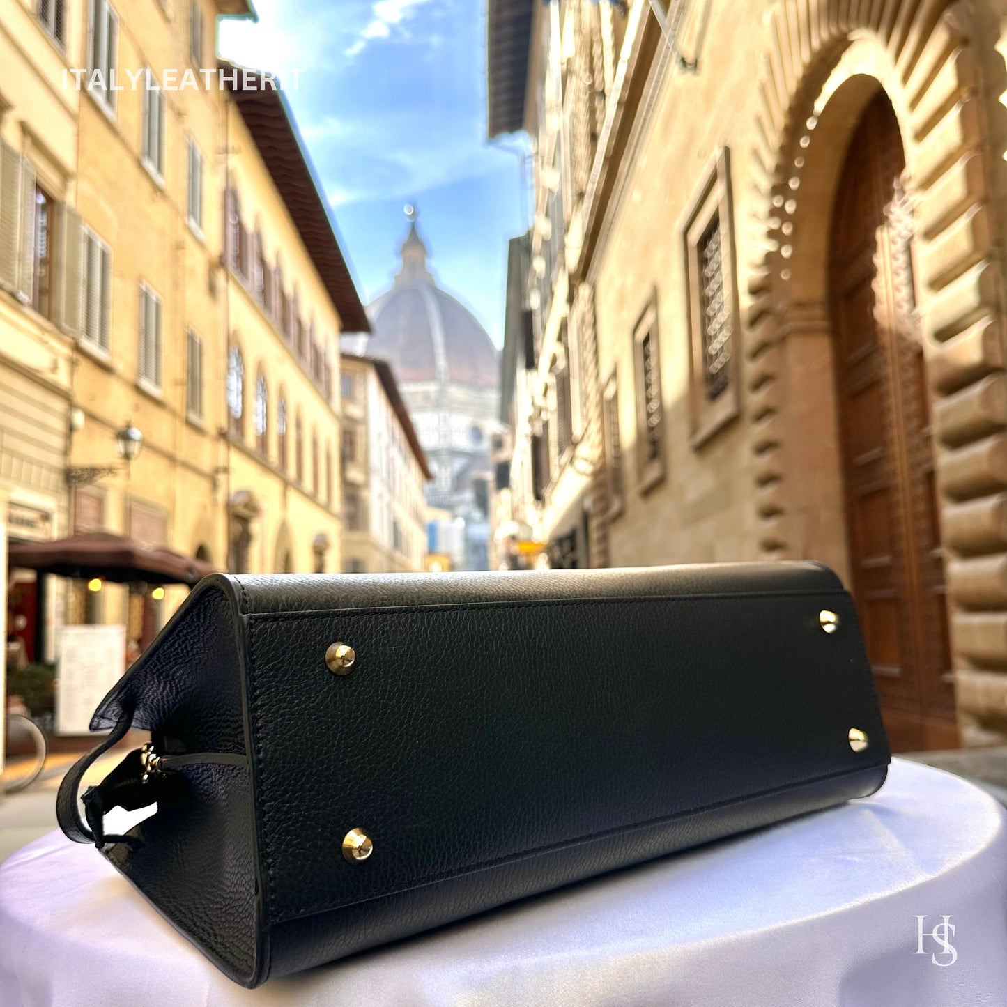 Italian Handmade Leather Bags for Women | Elegant Tote & Purse from Florence, made in Italy, Black Leather bag