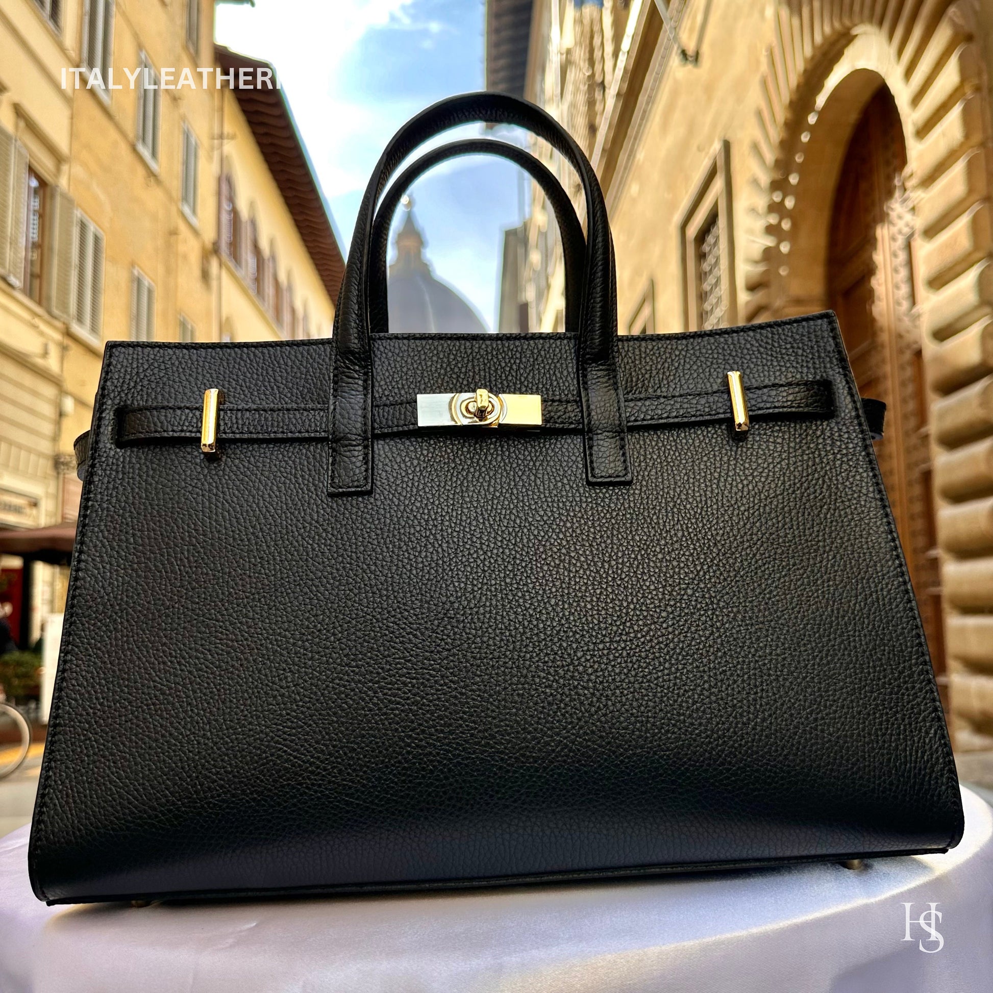 Italian Handmade Leather Bags for Women | Elegant Tote & Purse from Florence, made in Italy, Black Leather bag