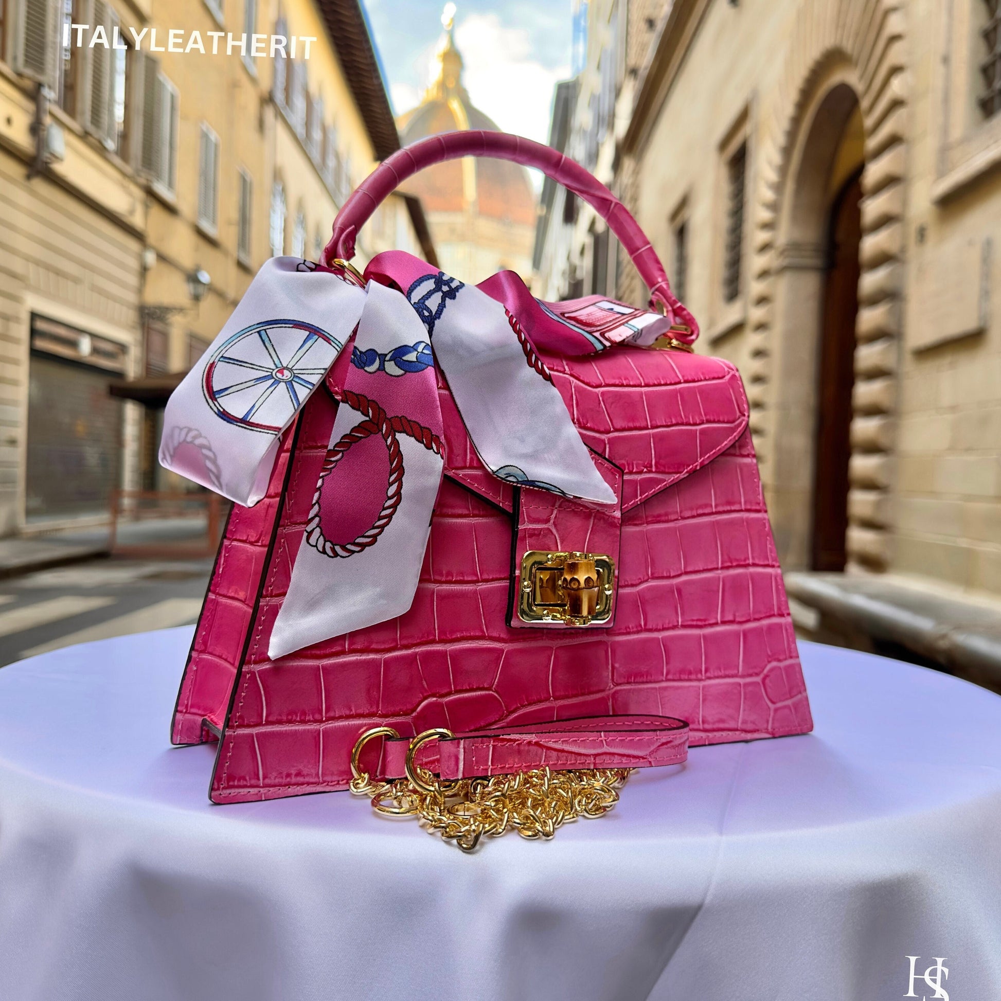 Italian Handmade Leather Bags for Women | Elegant Leather Tote from Florence | Pink Leather Tote
