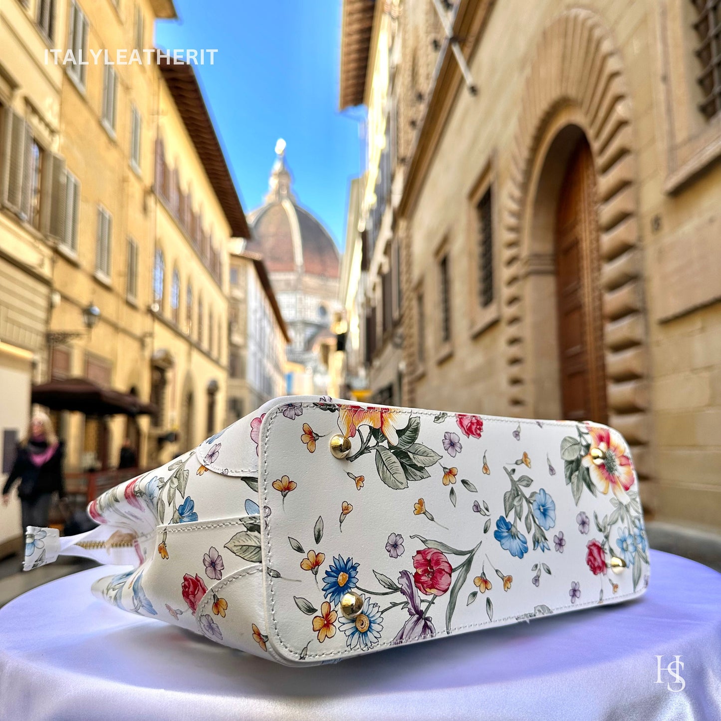 Italian Handmade Leather Bags For Woman l l Elegant Leather Tote From Florence || Made in Italy , Flower Purse