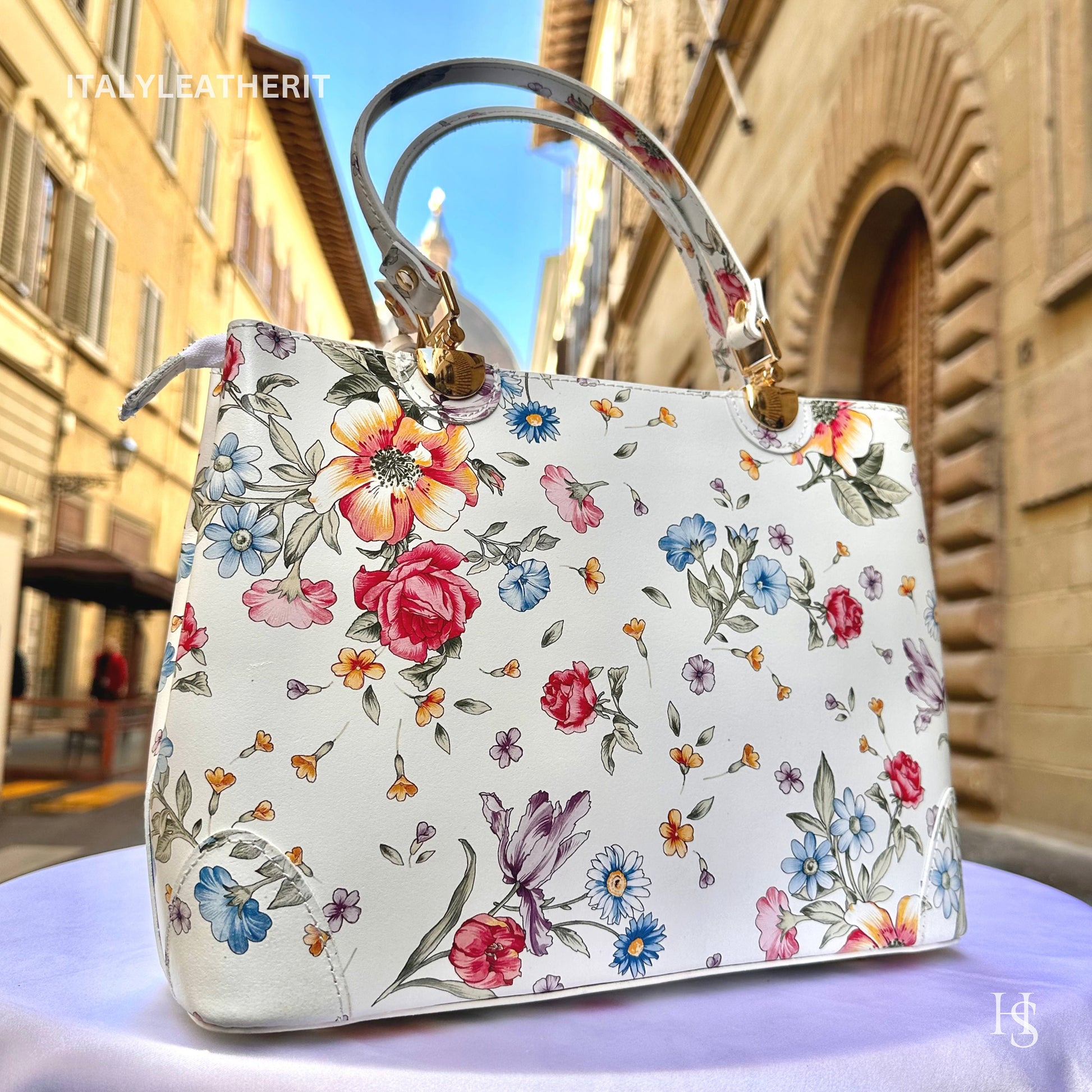 Italian Handmade Leather Bags For Woman l l Elegant Leather Tote From Florence || Made in Italy , Flower Purse