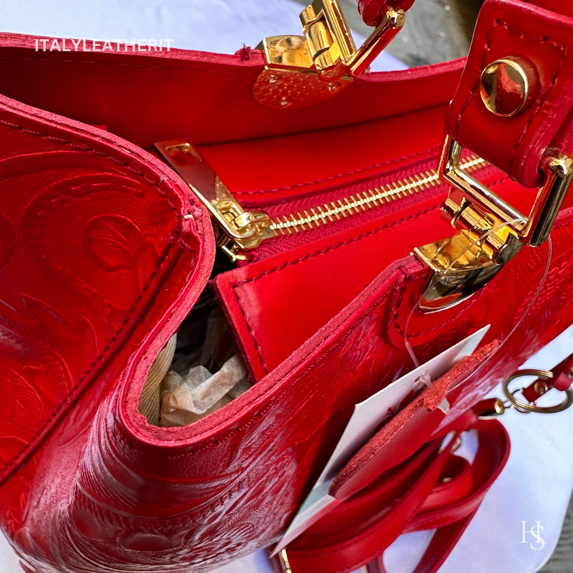Italian Handmade Leather Bags For Woman l l Elegant Leather Tote From Florence || Made in Italy , Red leather tote