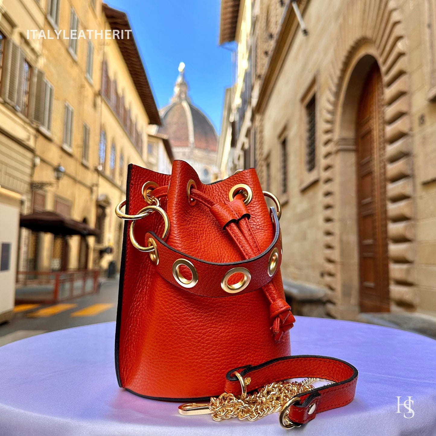 Italian Handmade Leather Bags For Woman l l Elegant Leather Tote From Florence, Bucket bag