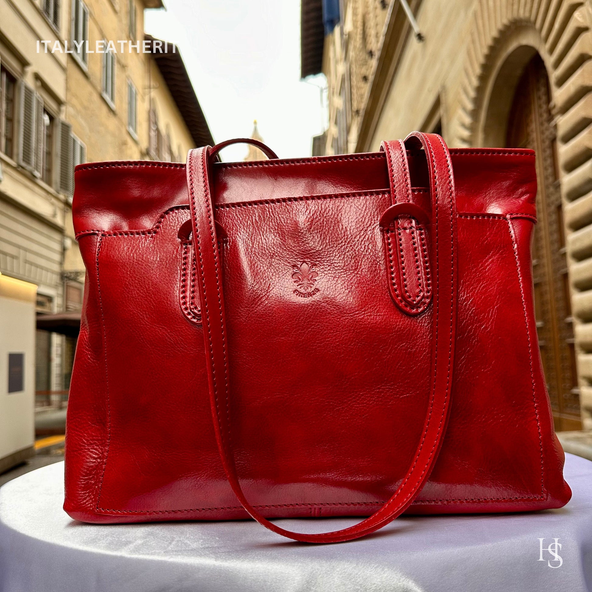 Italian Handmade Leather Bags For Women l l Elegant Leather Tote From Florence, Red Leather Purse