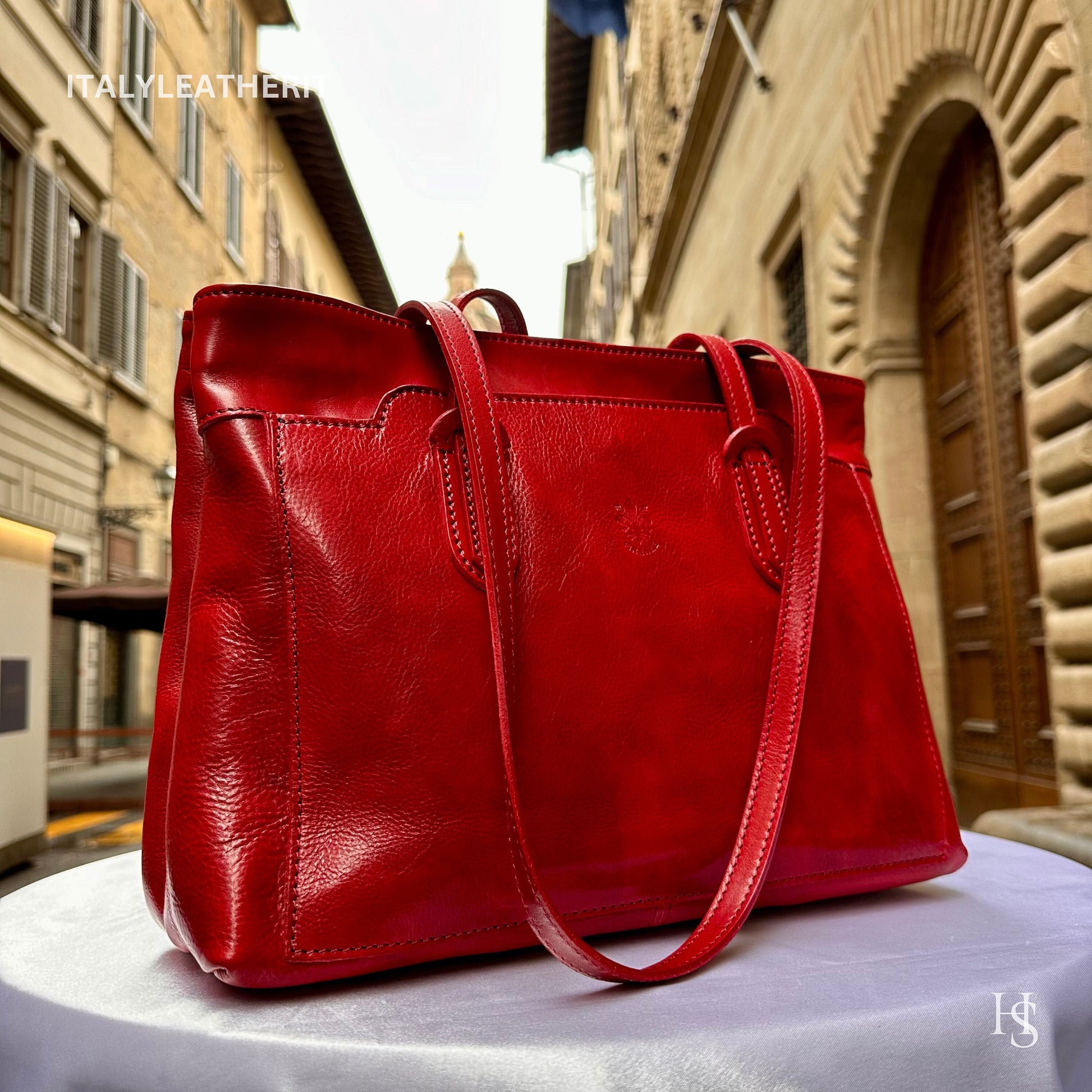 Italian Handmade Leather Bags For Women l l Elegant Leather Tote From Florence, Red Leather Purse