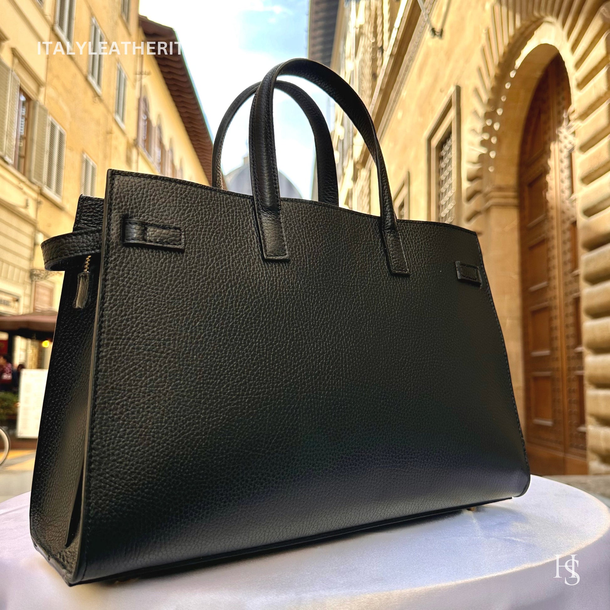 Italian Handmade Leather Bags for Women | Elegant Tote & Purse from Florence, made in Italy, Black Leather bag