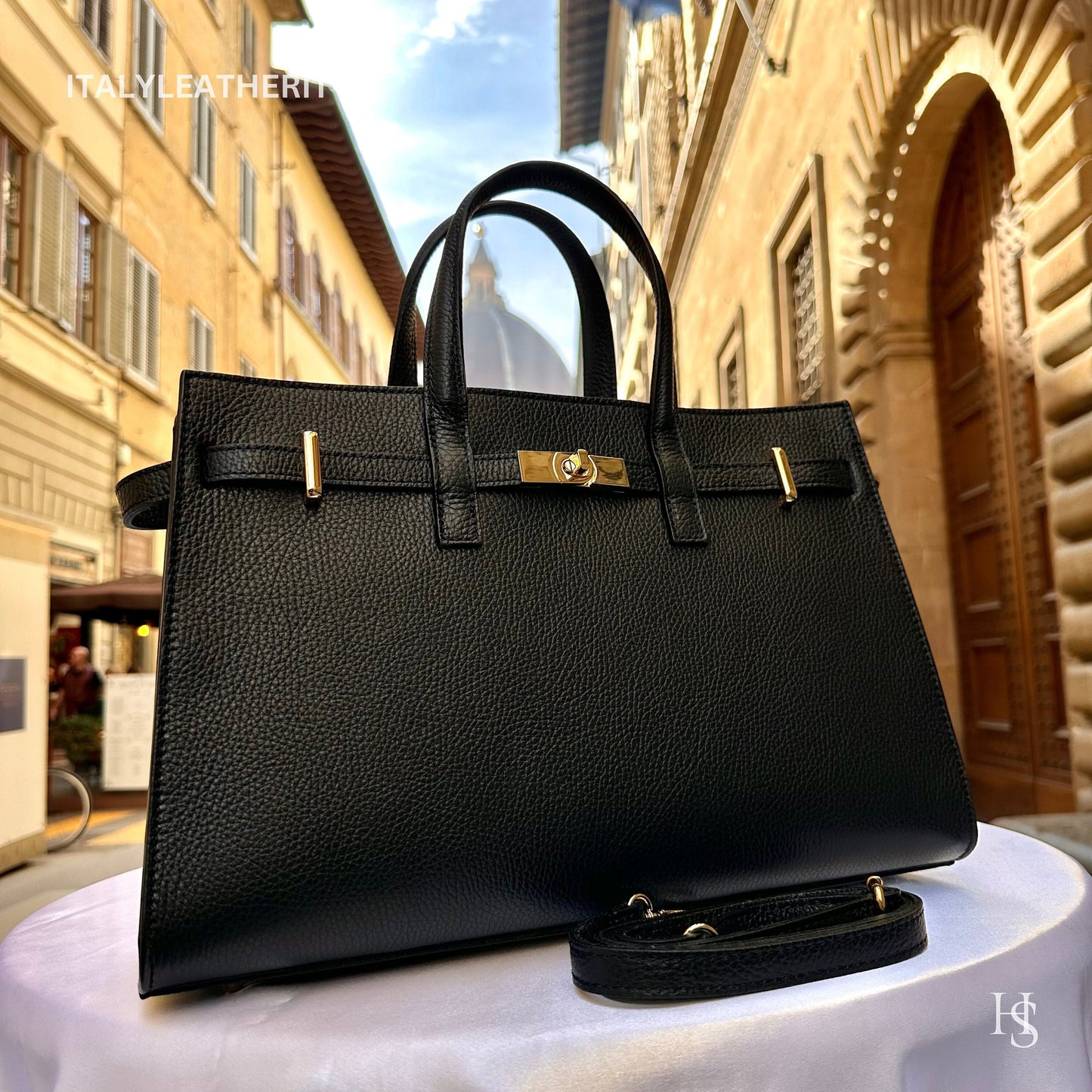 Italian Handmade Leather Bags for Women | Elegant Tote & Purse from Florence, made in Italy, Black Leather bag