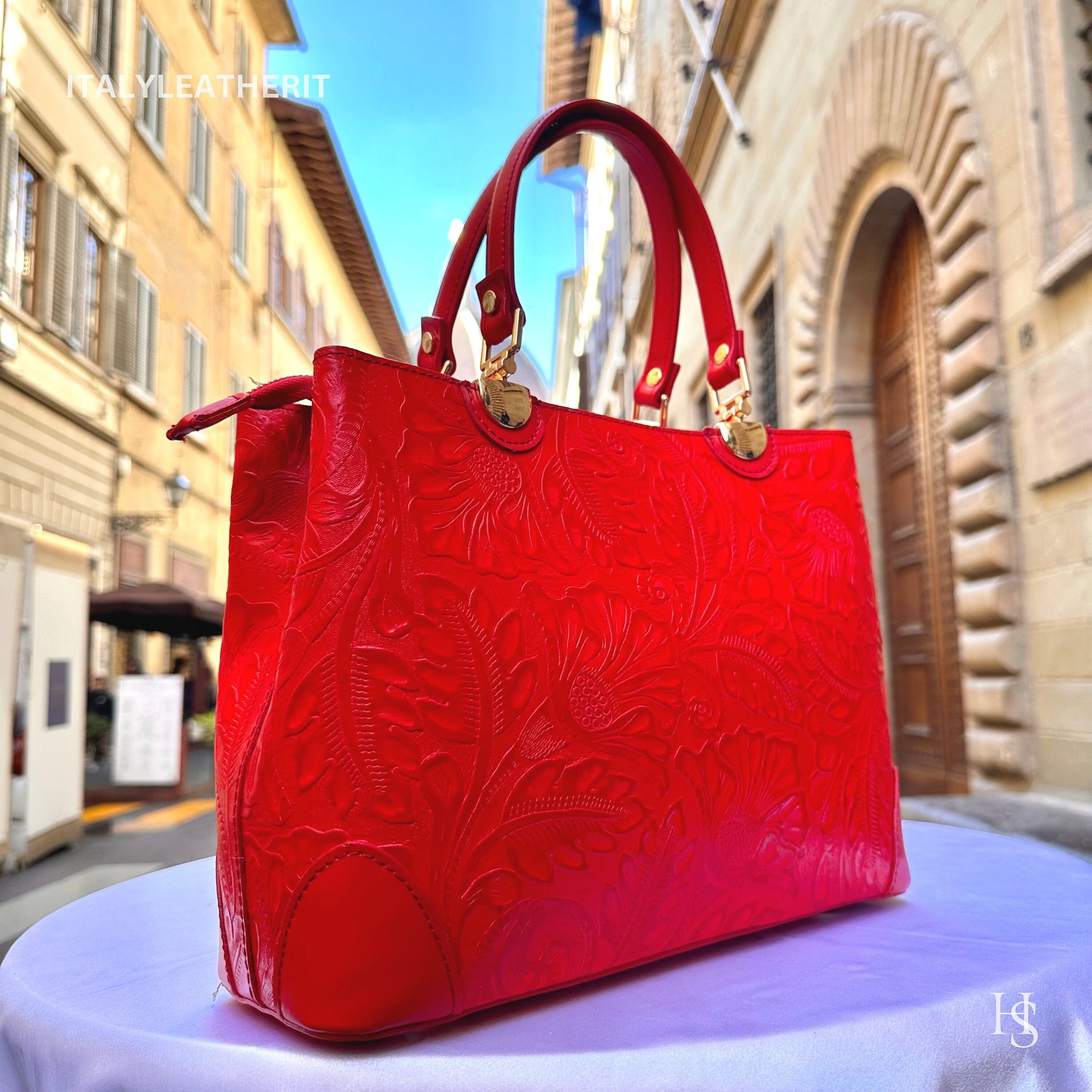 Italian Handmade Leather Bags For Woman l l Elegant Leather Tote From Florence || Made in Italy , Red leather tote