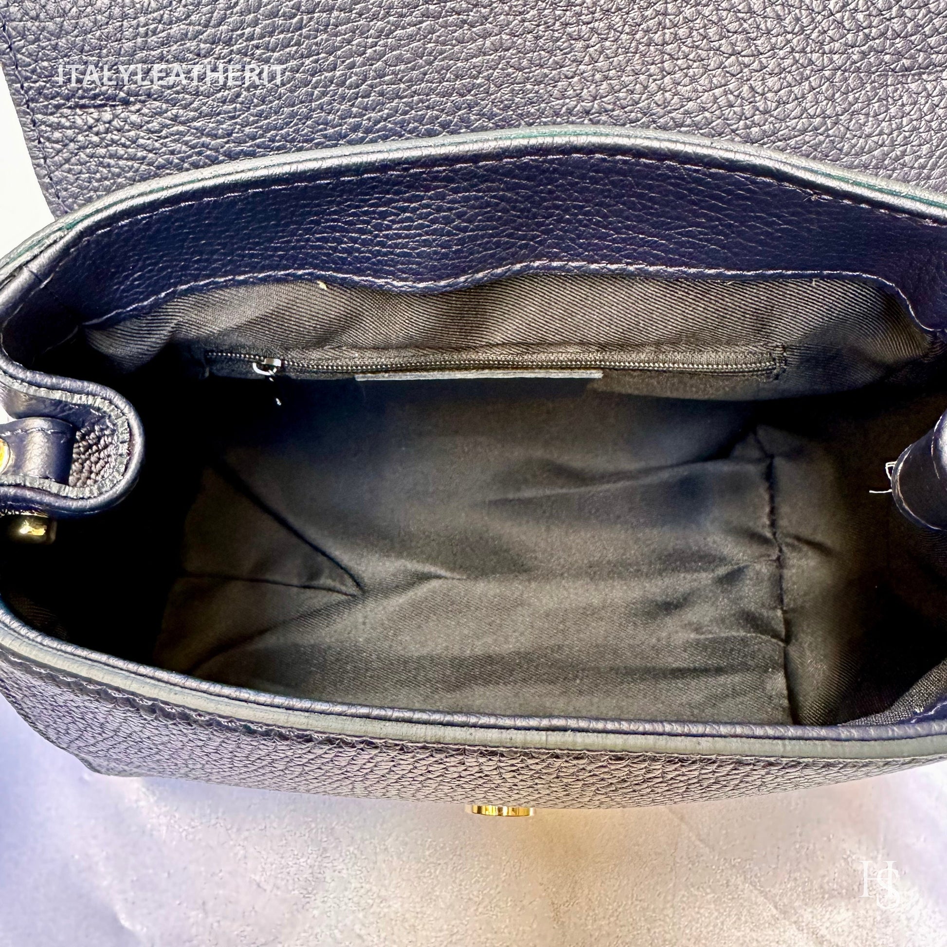 Italian Handmade Leather Bags For Women | Elegant Luxury Handbag From Florence, Navy Blue Purse