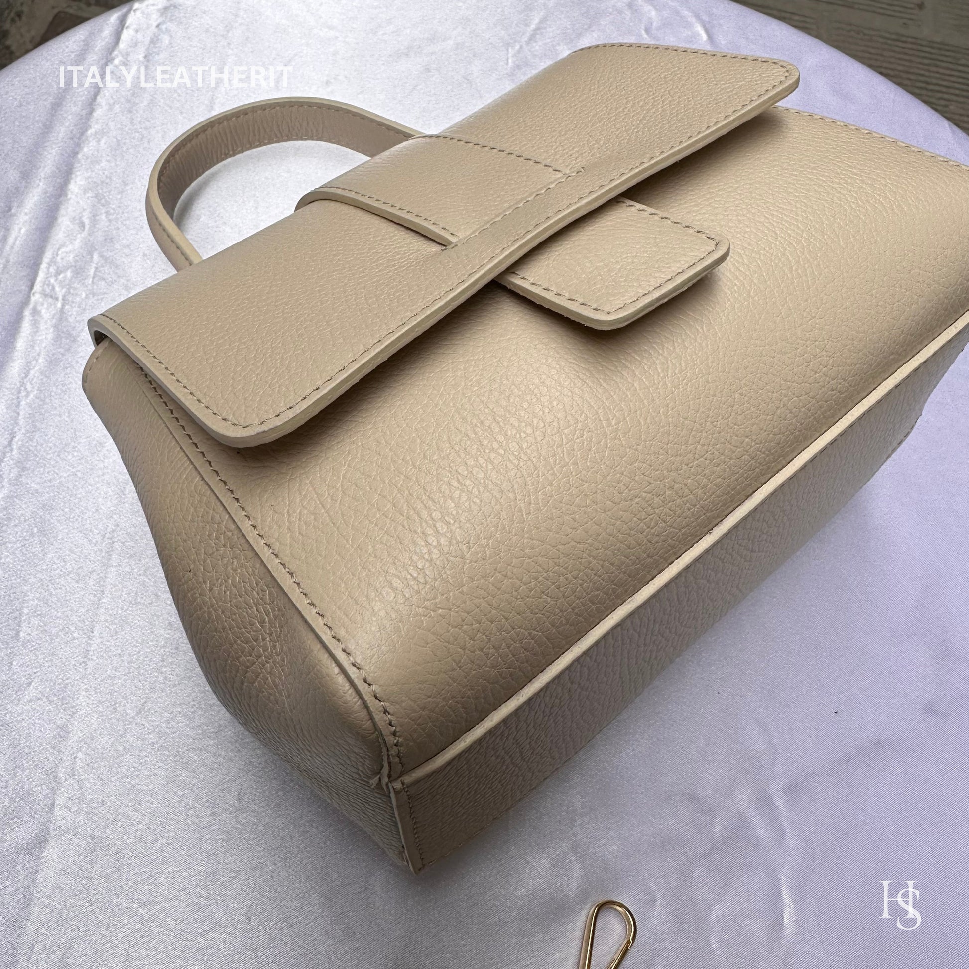 Italian Handmade Leather Bags For Women | Elegant Leather Tote From Florence | Made in Italy | Beige Leather Tote
