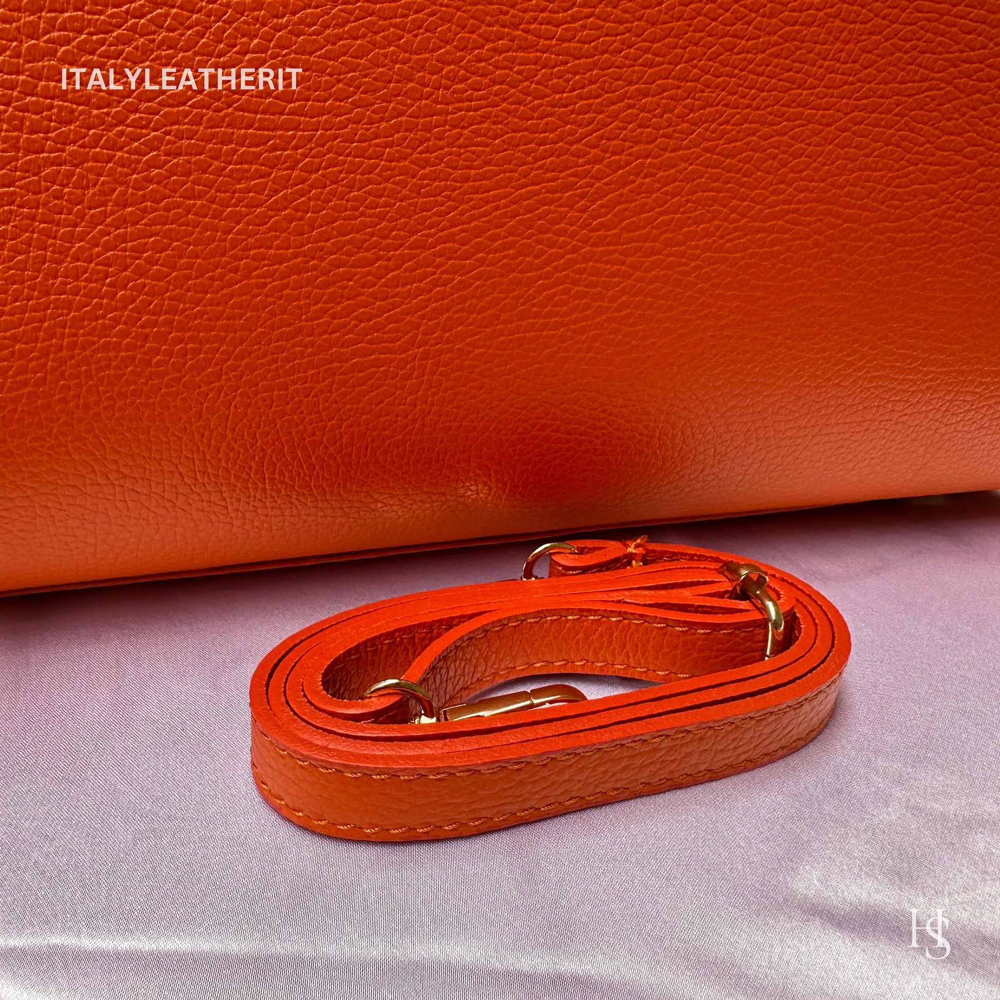 Italian Handmade Leather Bags for Women | Elegant Tote & Purse from Florence, made in Italy, Orange Leather tote
