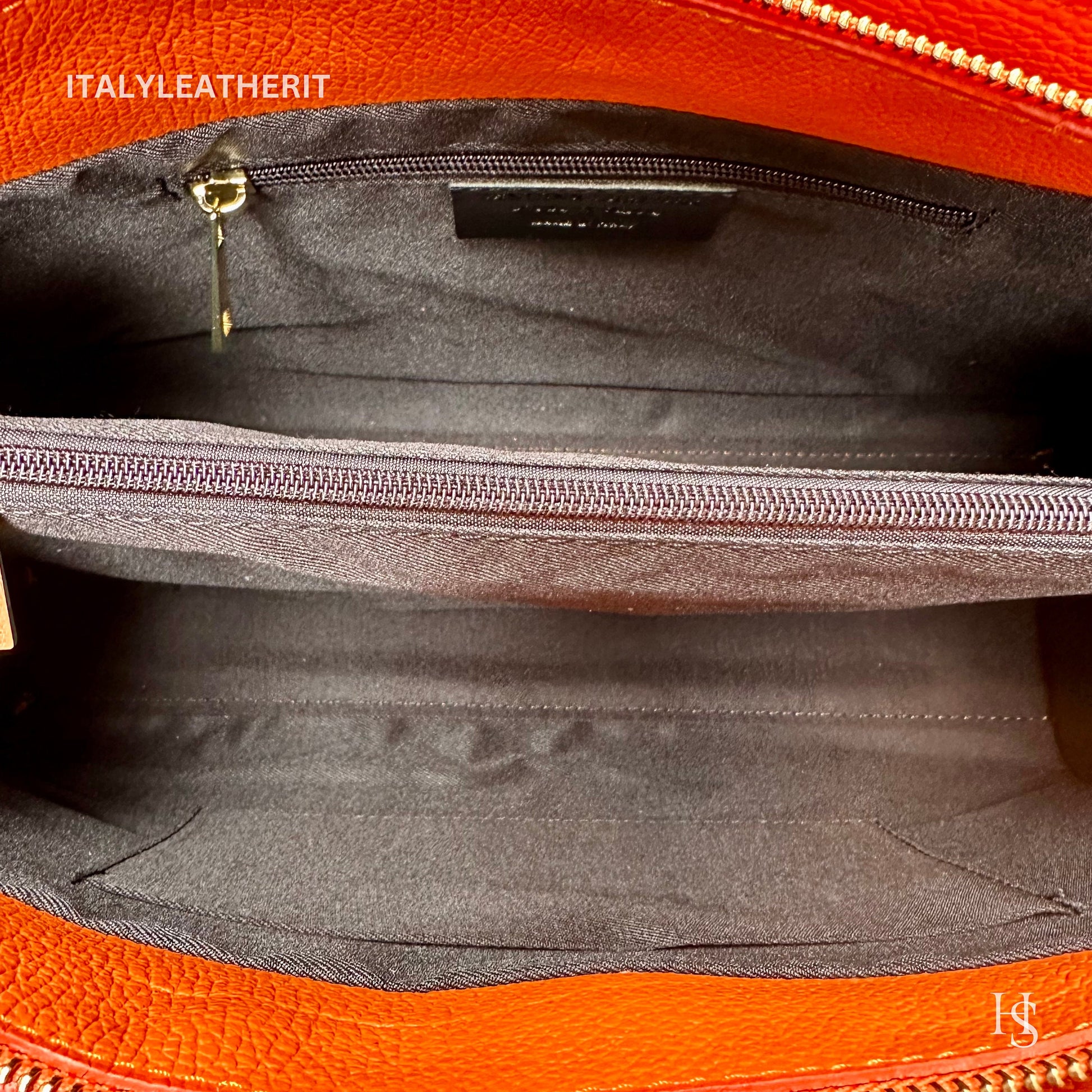 Italian Handmade Leather Bags for Women | Elegant Tote & Purse from Florence, made in Italy, Orange Leather tote