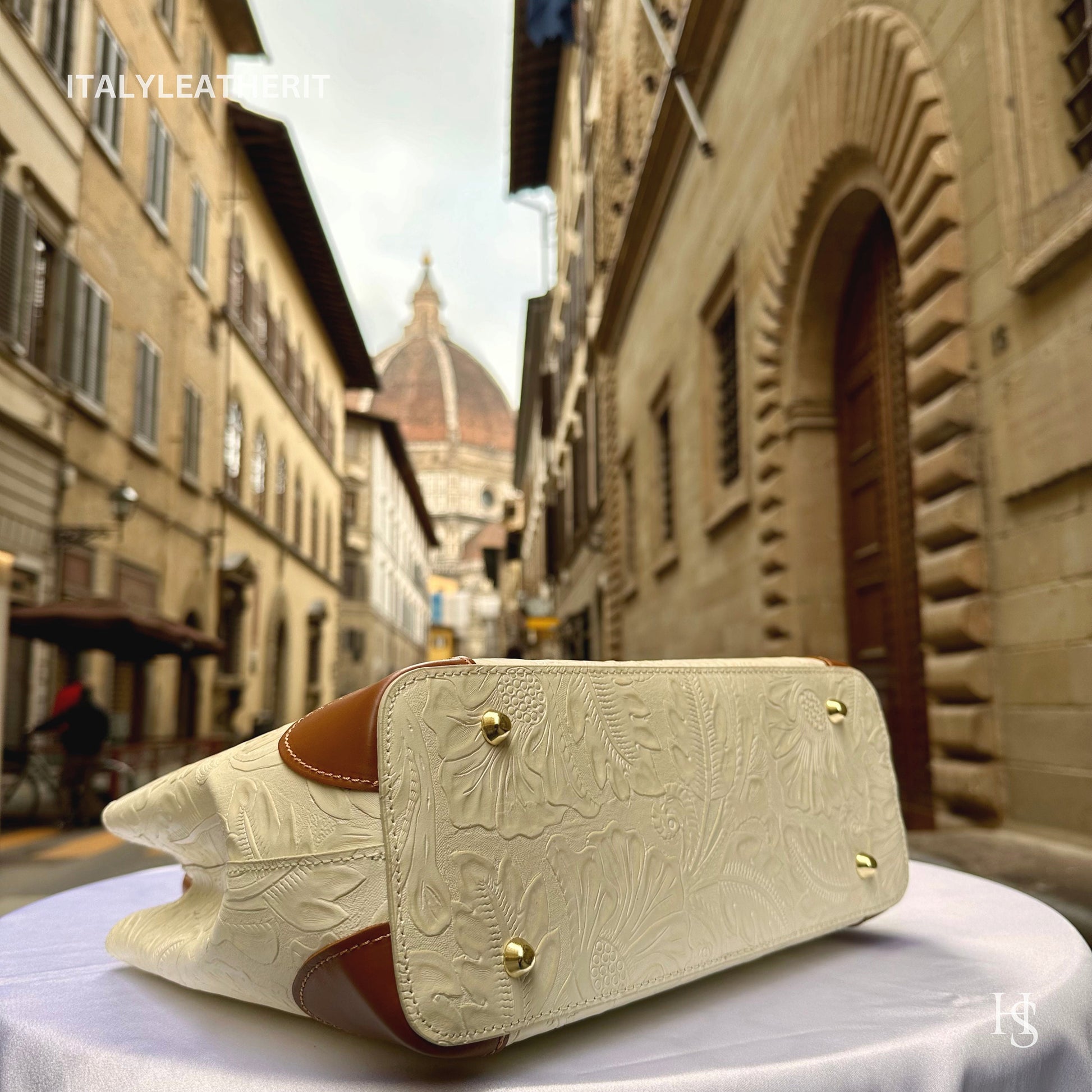 Italian Handmade Leather Bags For Woman l l Elegant Leather Tote From Florence || Made in Italy, Beige & Brown leather tote