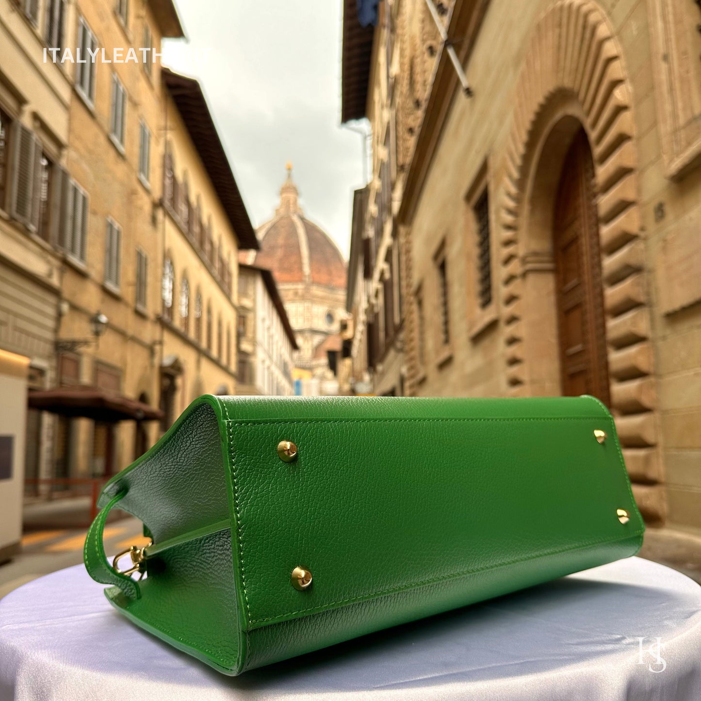 Italian Handmade Leather Bags for Women | Elegant Tote & Purse from Florence, made in Italy, Green Leather tote