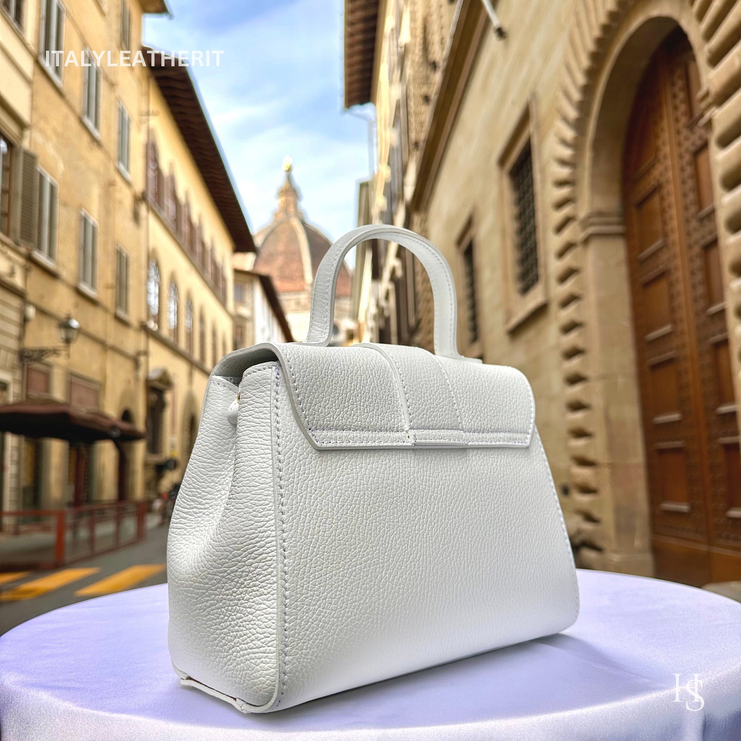 Italian Handmade Leather Bags For Women | Elegant White Leather Tote From Florence | Expertly Handcrafted in Italy
