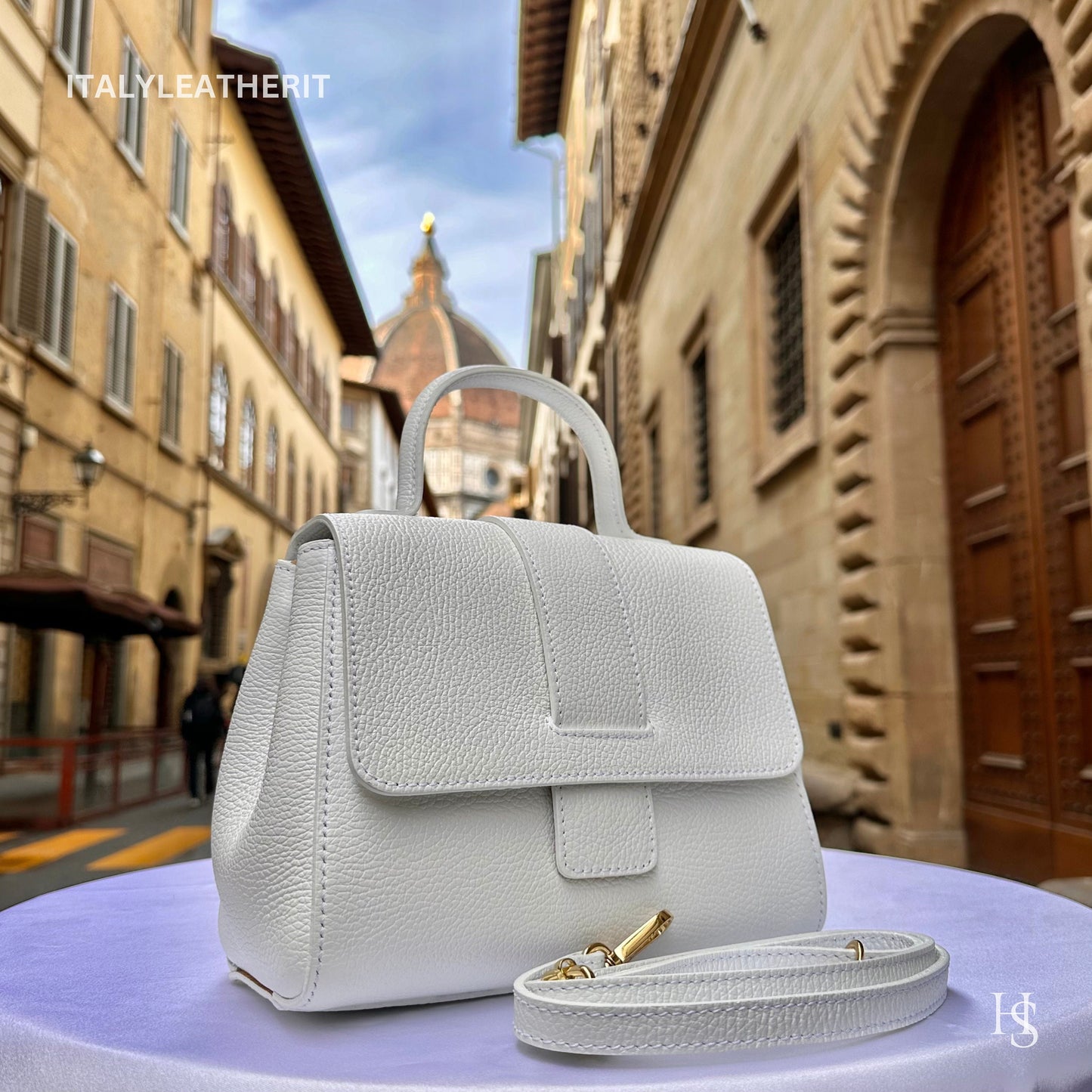 Italian Handmade Leather Bags For Women | Elegant White Leather Tote From Florence | Expertly Handcrafted in Italy