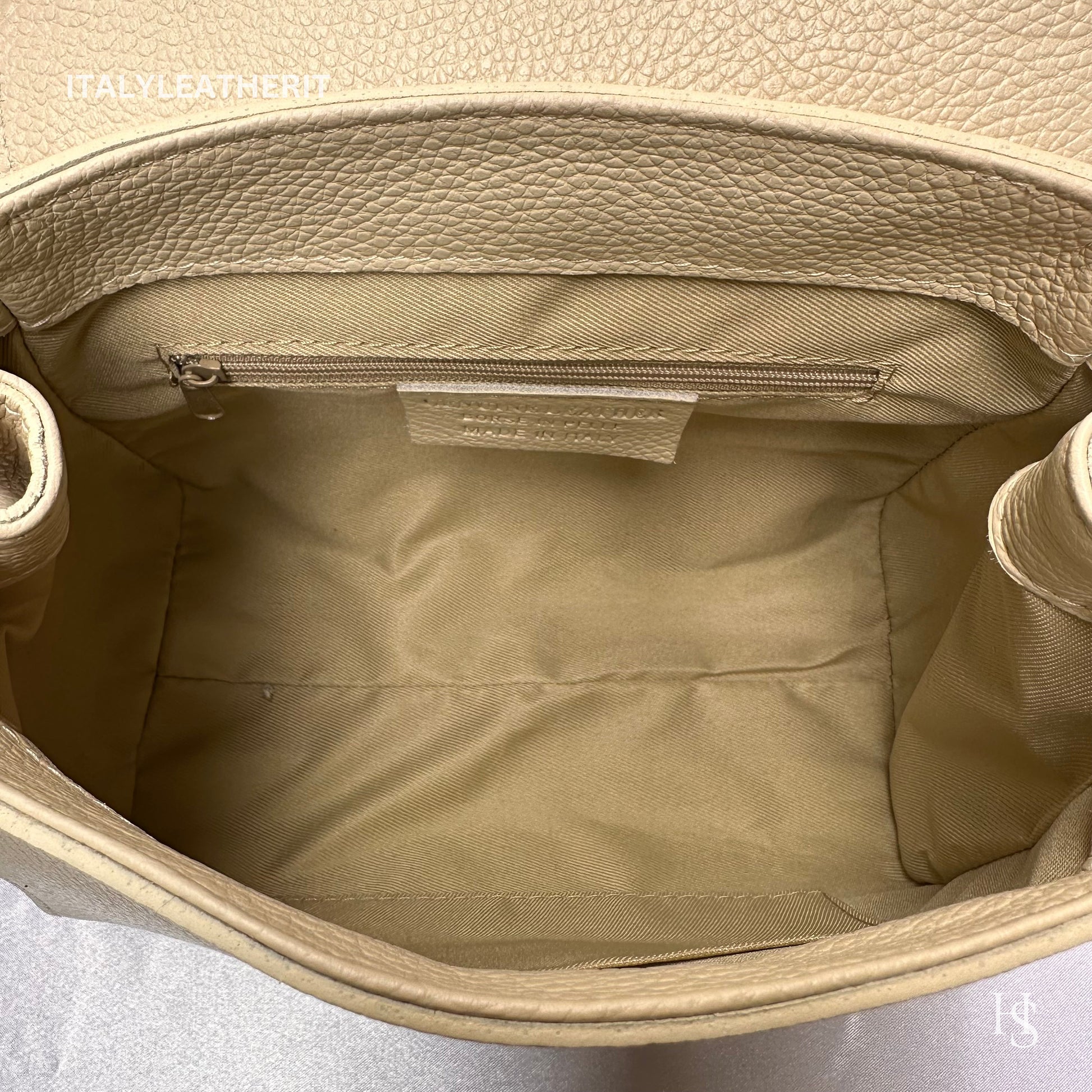 Italian Handmade Leather Bags For Women | Elegant Leather Tote From Florence | Made in Italy | Beige Leather Tote