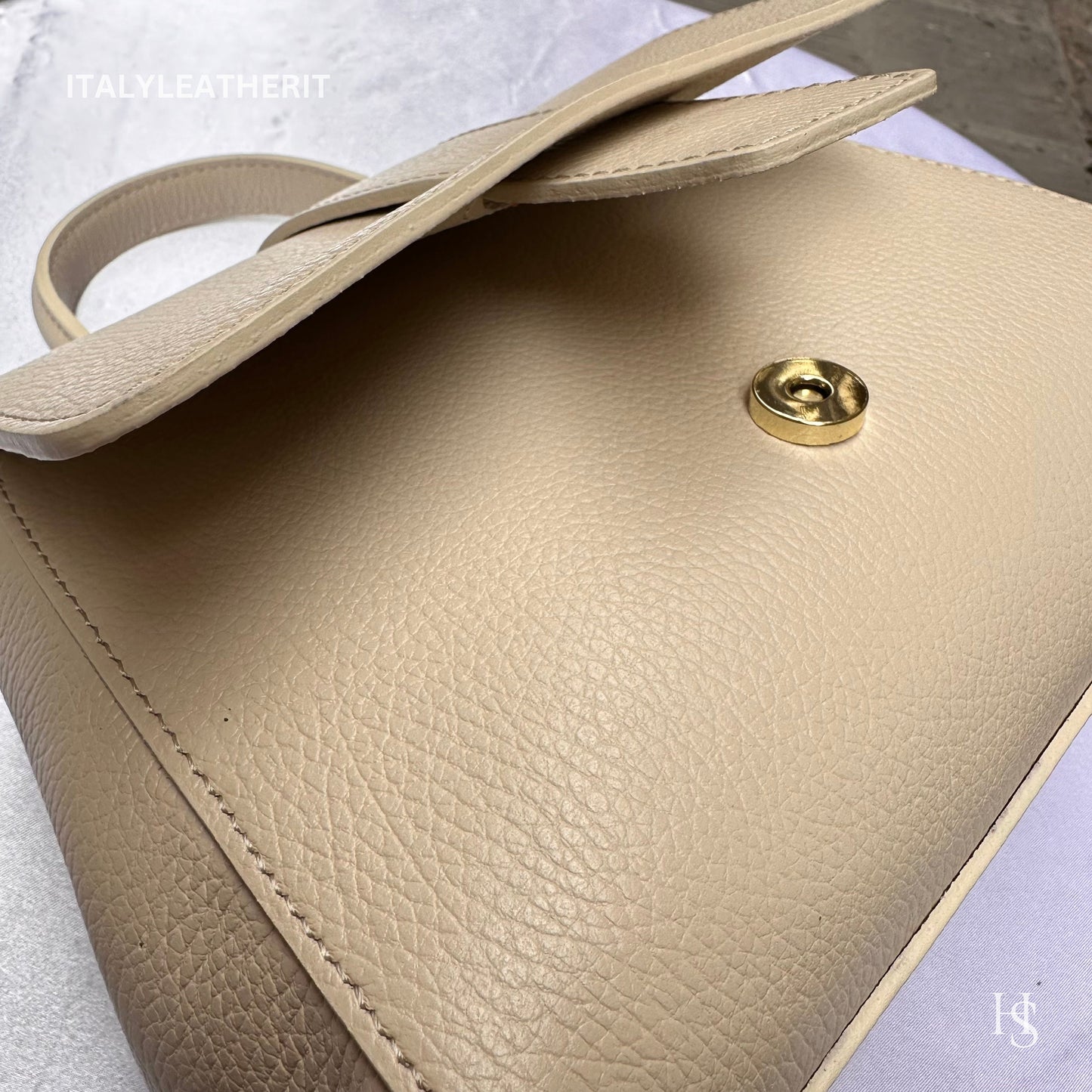 Italian Handmade Leather Bags For Women | Elegant Leather Tote From Florence | Made in Italy | Beige Leather Tote
