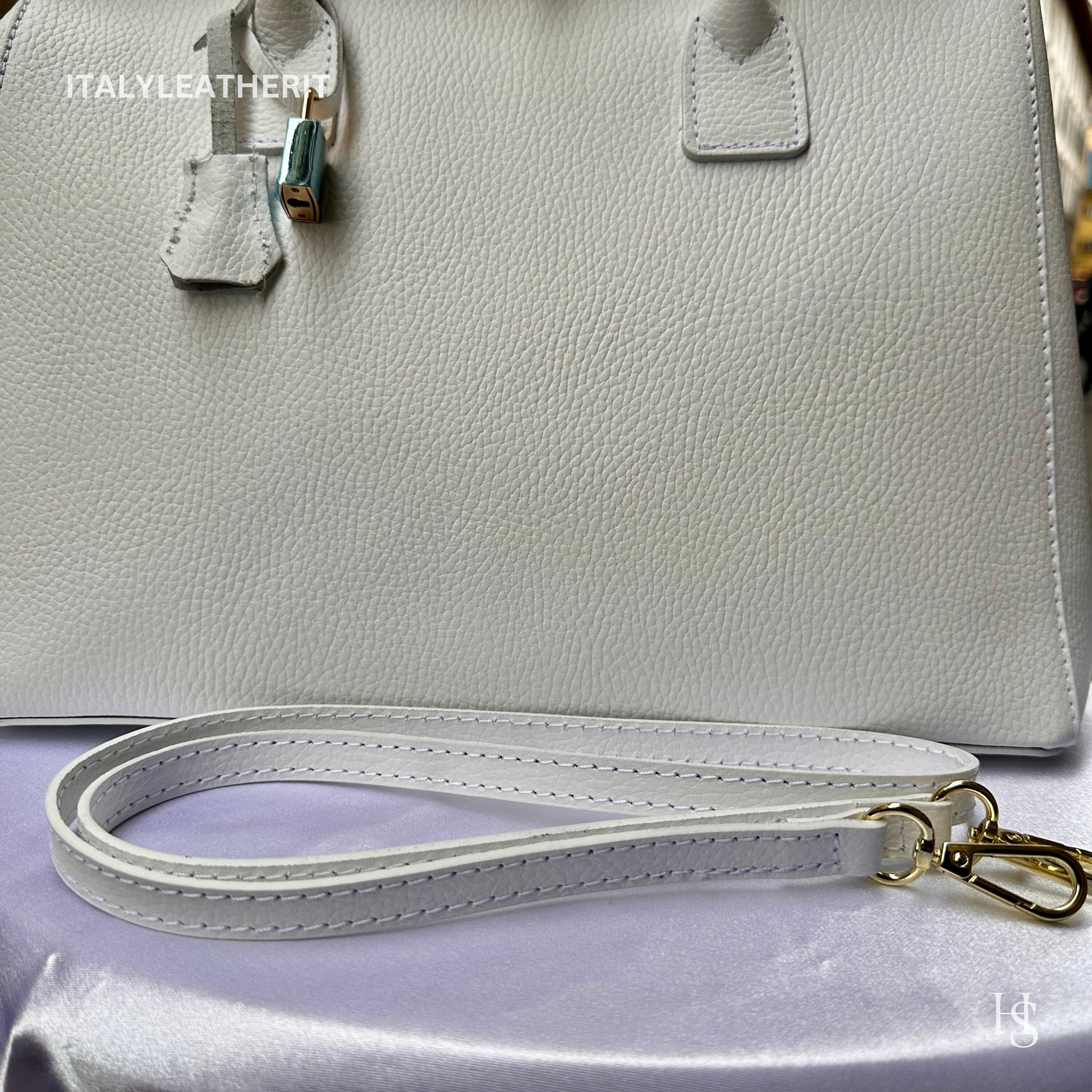 Italian Handmade Leather Bags For Women l Elegant Leather Tote From Florence, white bag, Lock bag