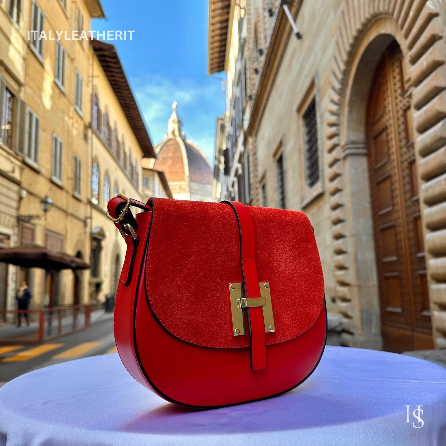 Italian Handmade Leather Bags For Women | Elegant Red Leather Tote From Florence, Red Crossbody Bag