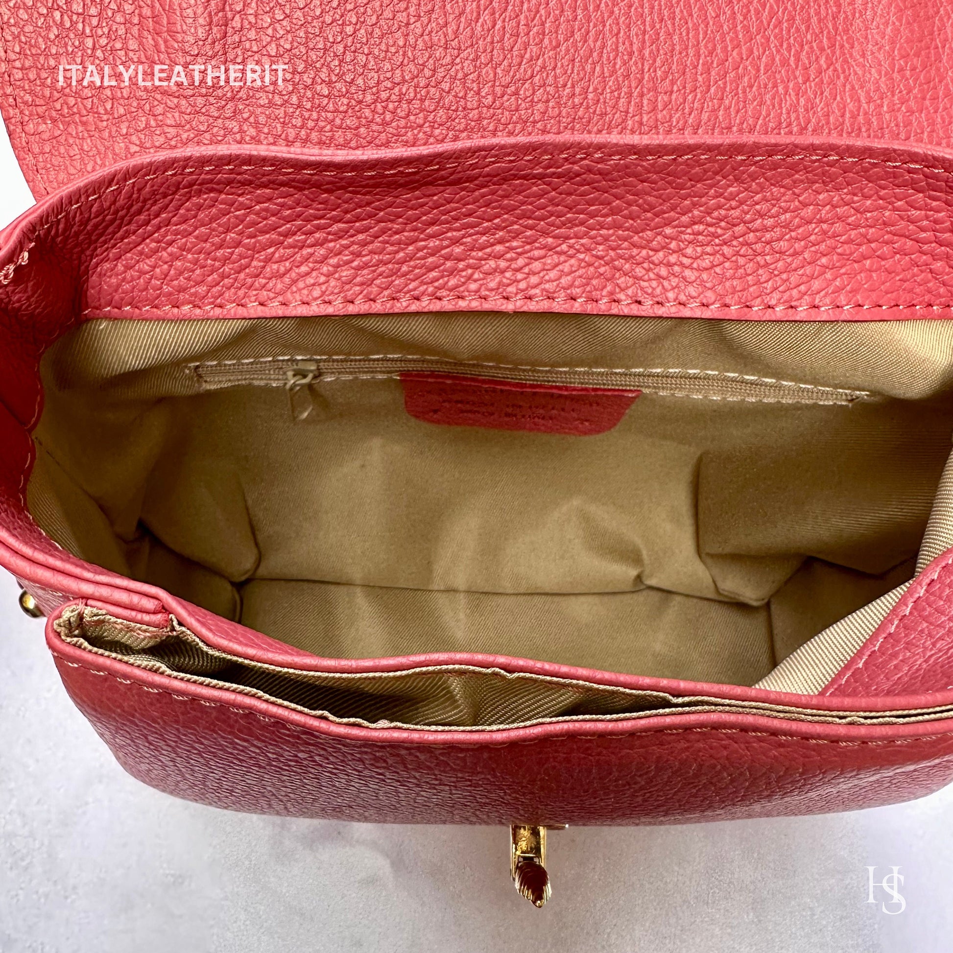 Italian Handmade Leather Bags For Women l l Elegant Leather Tote From Florence with bee-shaped lobster clasp closure