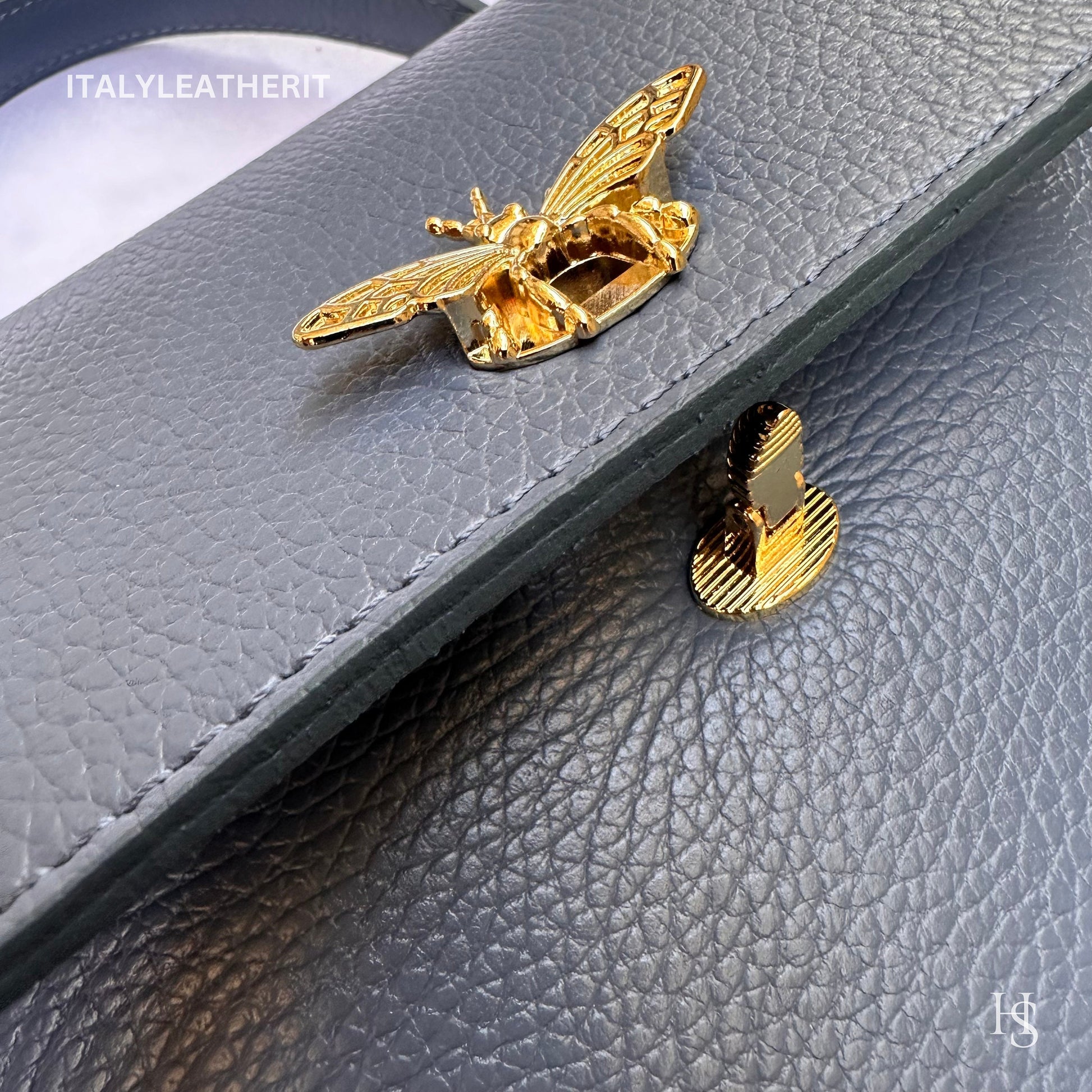 Italian Handmade Leather Bags For Women l l Elegant Leather Tote From Florence with bee-shaped lobster clasp closure