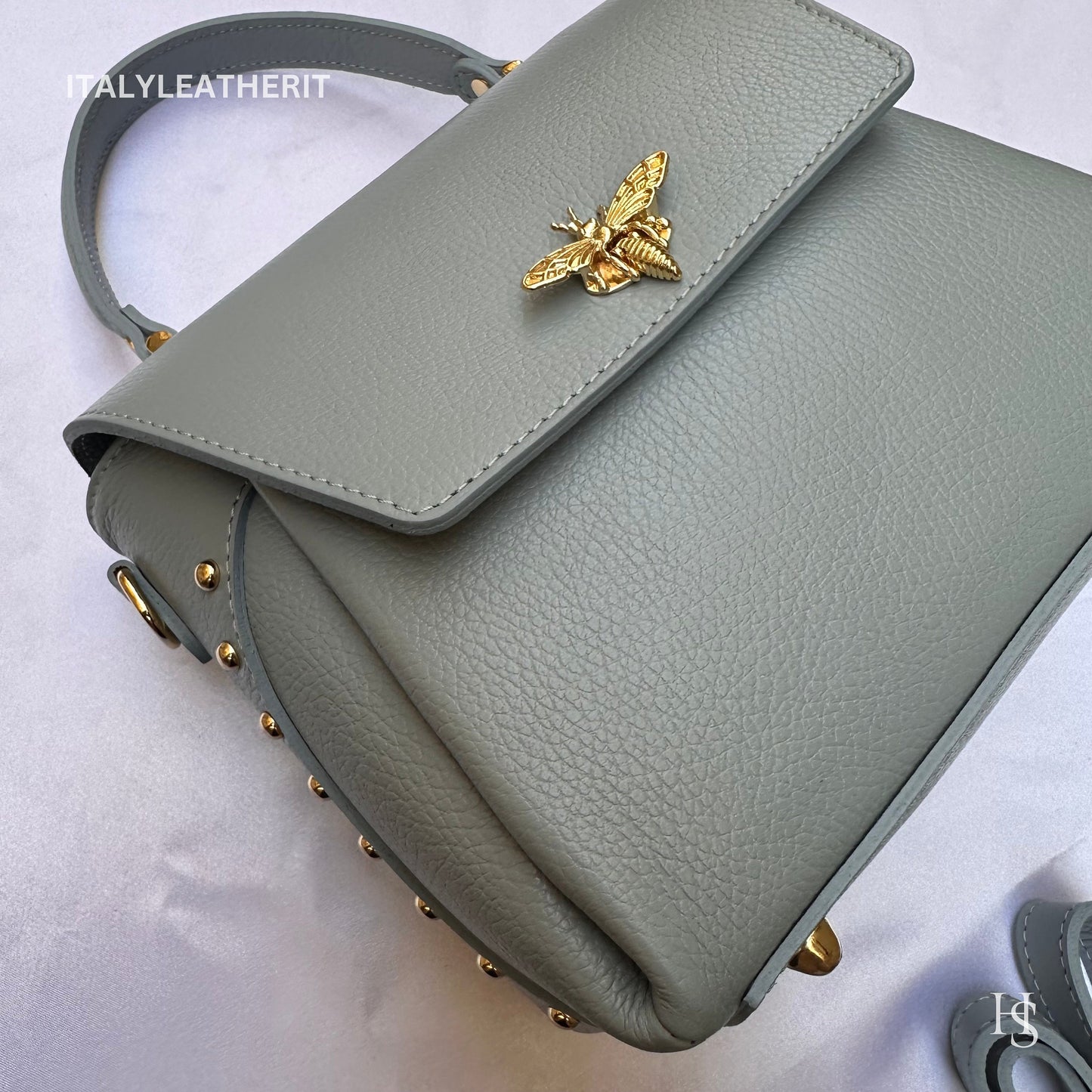 Italian Handmade Leather Bags For Women l l Elegant Leather Tote From Florence with bee-shaped lobster clasp closure